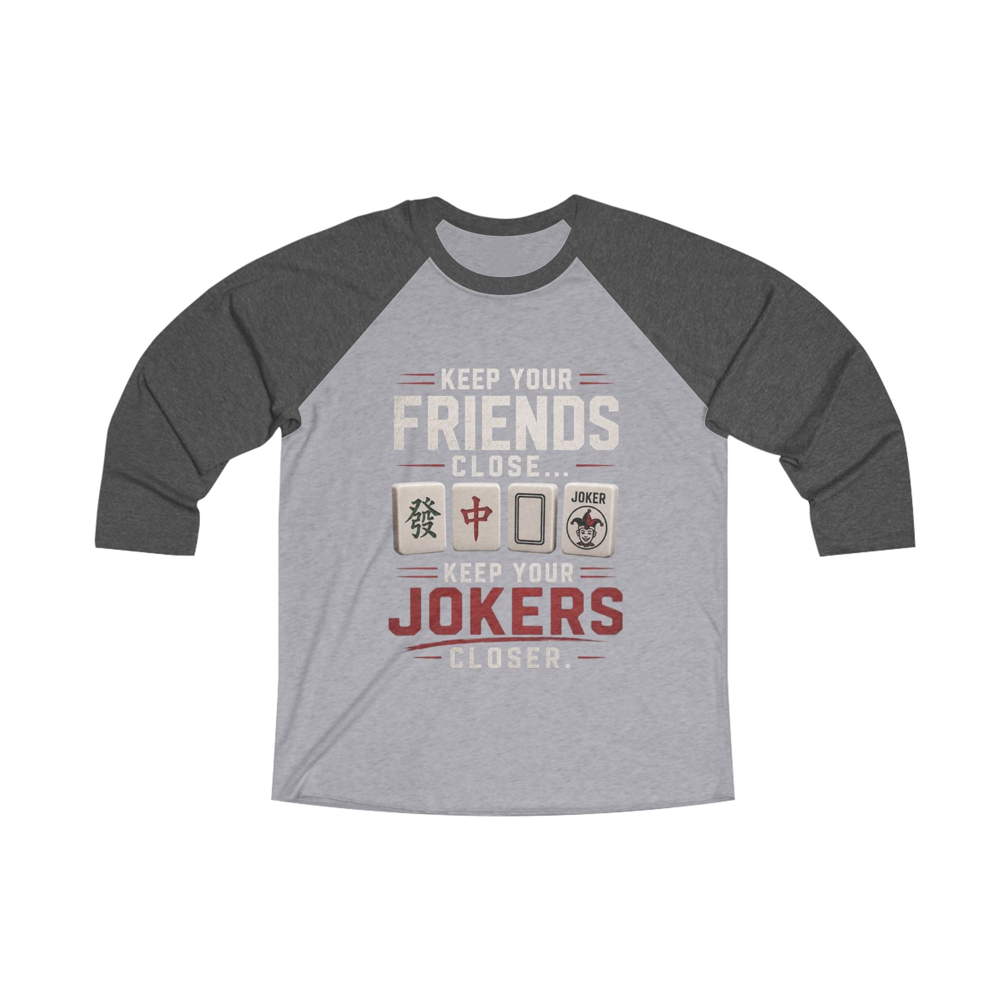 Mahjong Gangster Squad — "Friends Close" 3/4-Sleeve Baseball Shirt