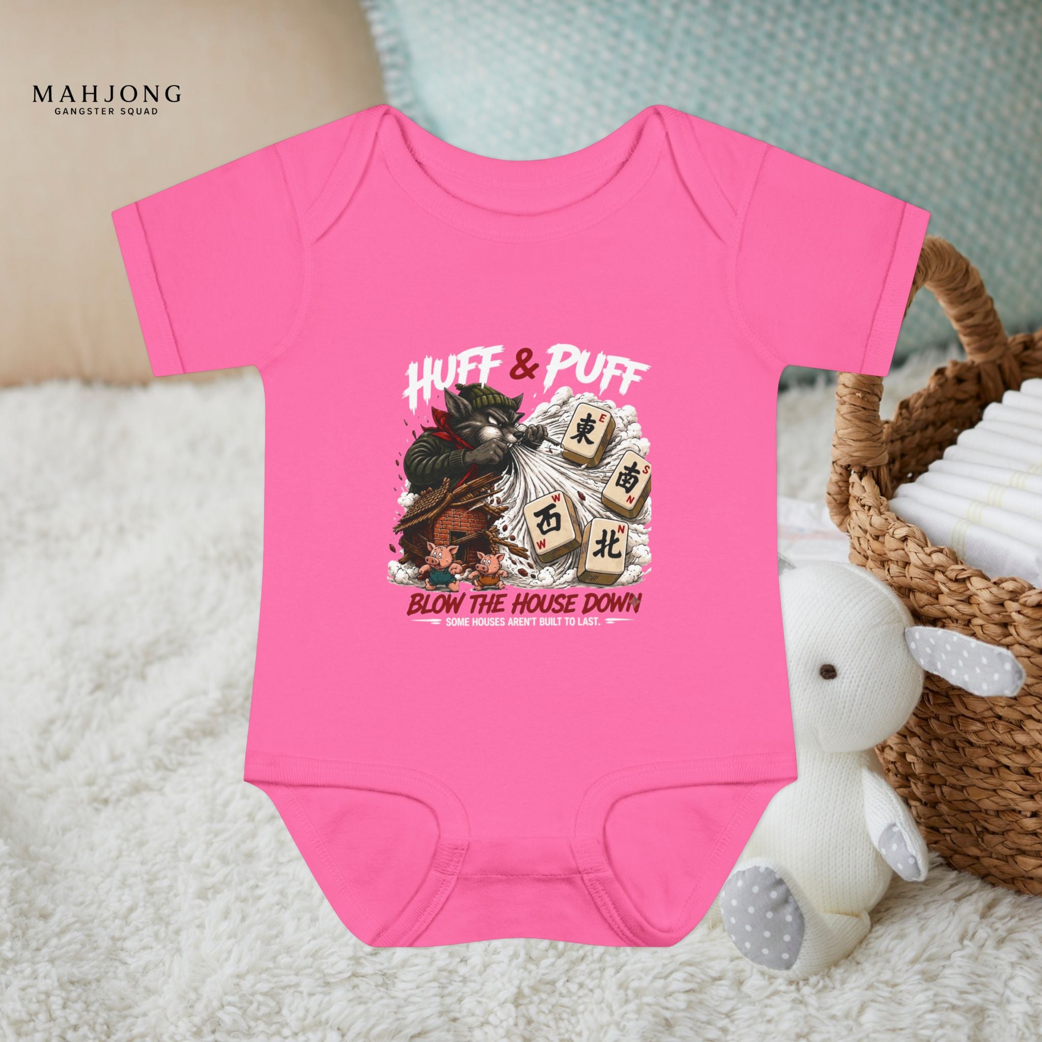 Mahjong Gangster Squad - 'Blow the House Down' Baby Onesie
