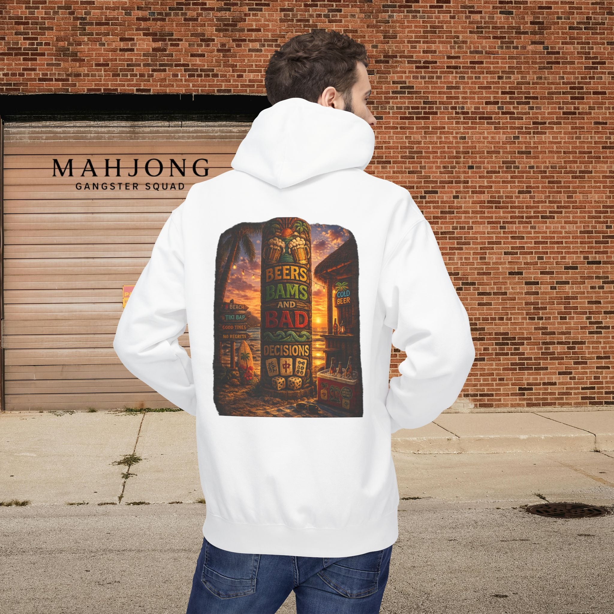 Mahjong Gangster Squad Hoodie — “Bams, Beers & Bad Decisions”