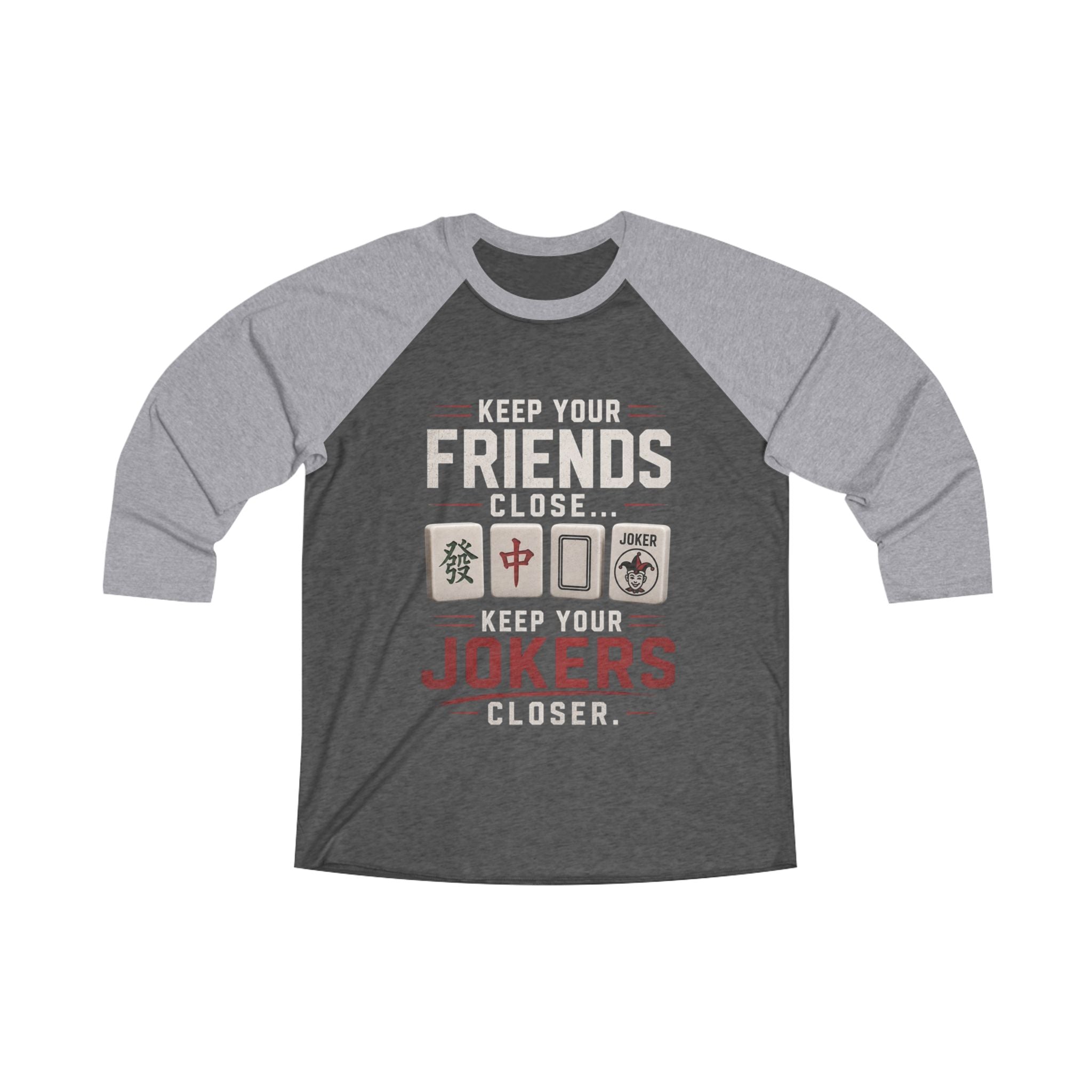 Mahjong Gangster Squad — "Friends Close" 3/4-Sleeve Baseball Shirt