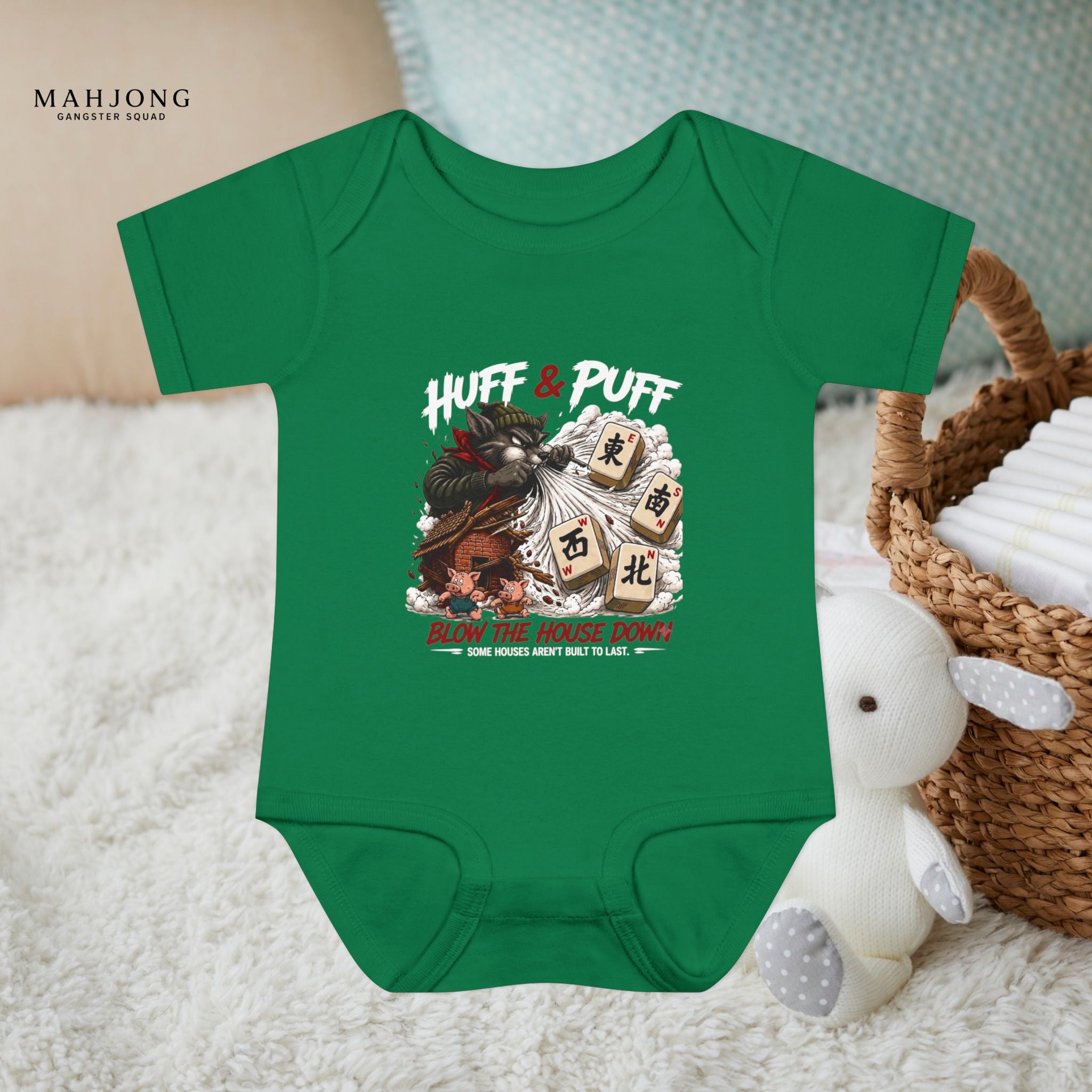 Mahjong Gangster Squad - 'Blow the House Down' Baby Onesie