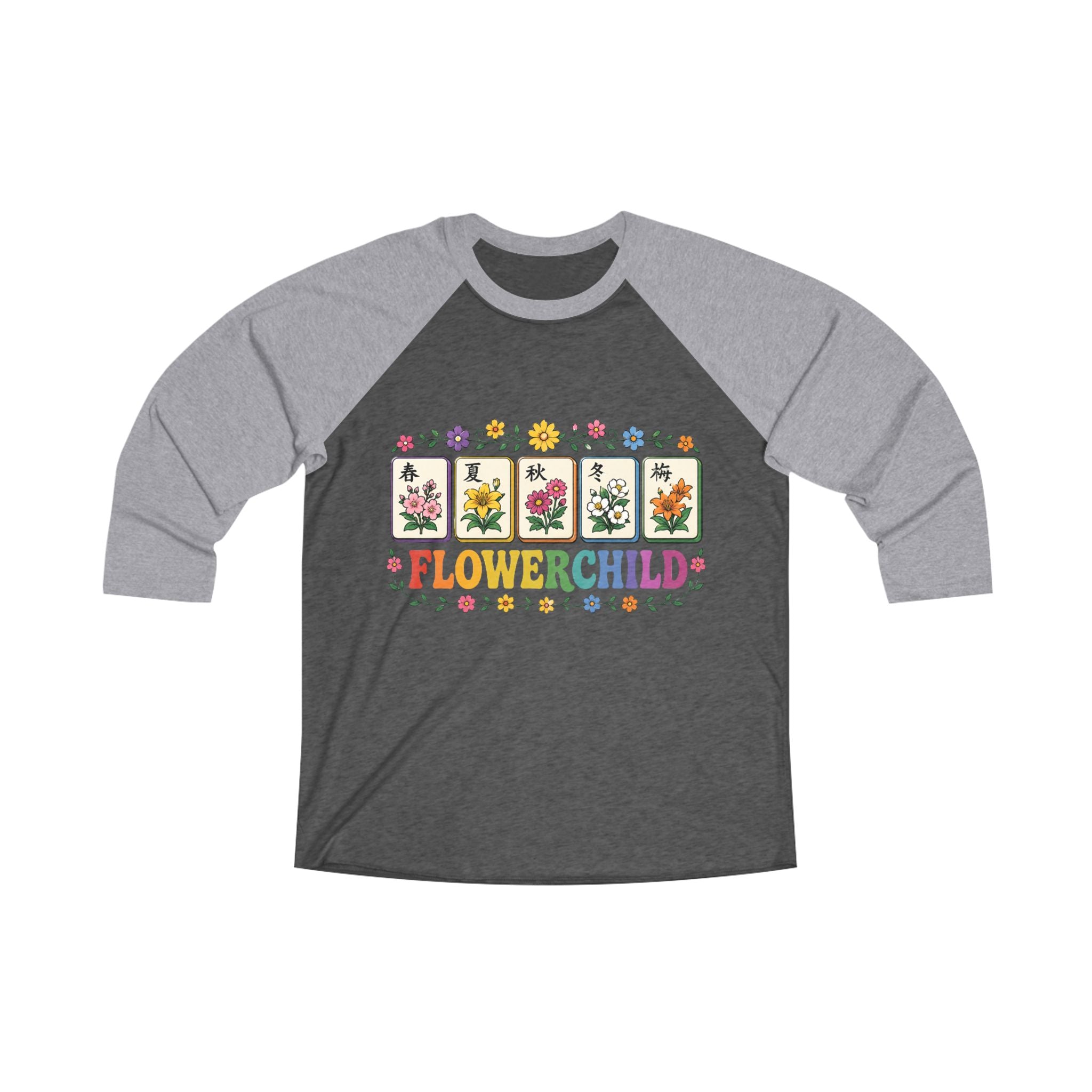 Mahjong Gangster Squad — "Flower Child" 3/4-Sleeve Baseball Shirt