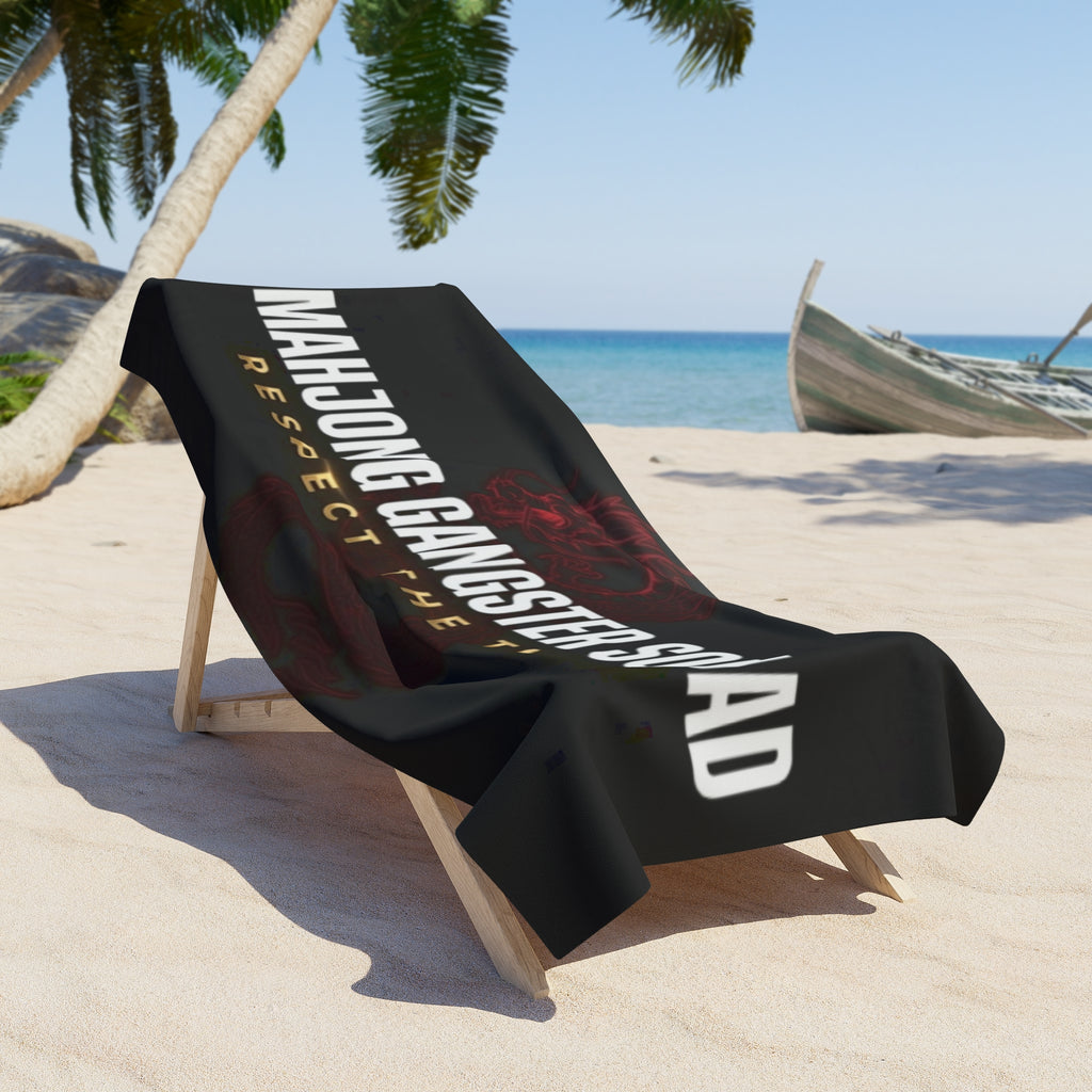 Mahjong Gangster Squad — "Dragon: Respect the Tiles"  Beach Towel