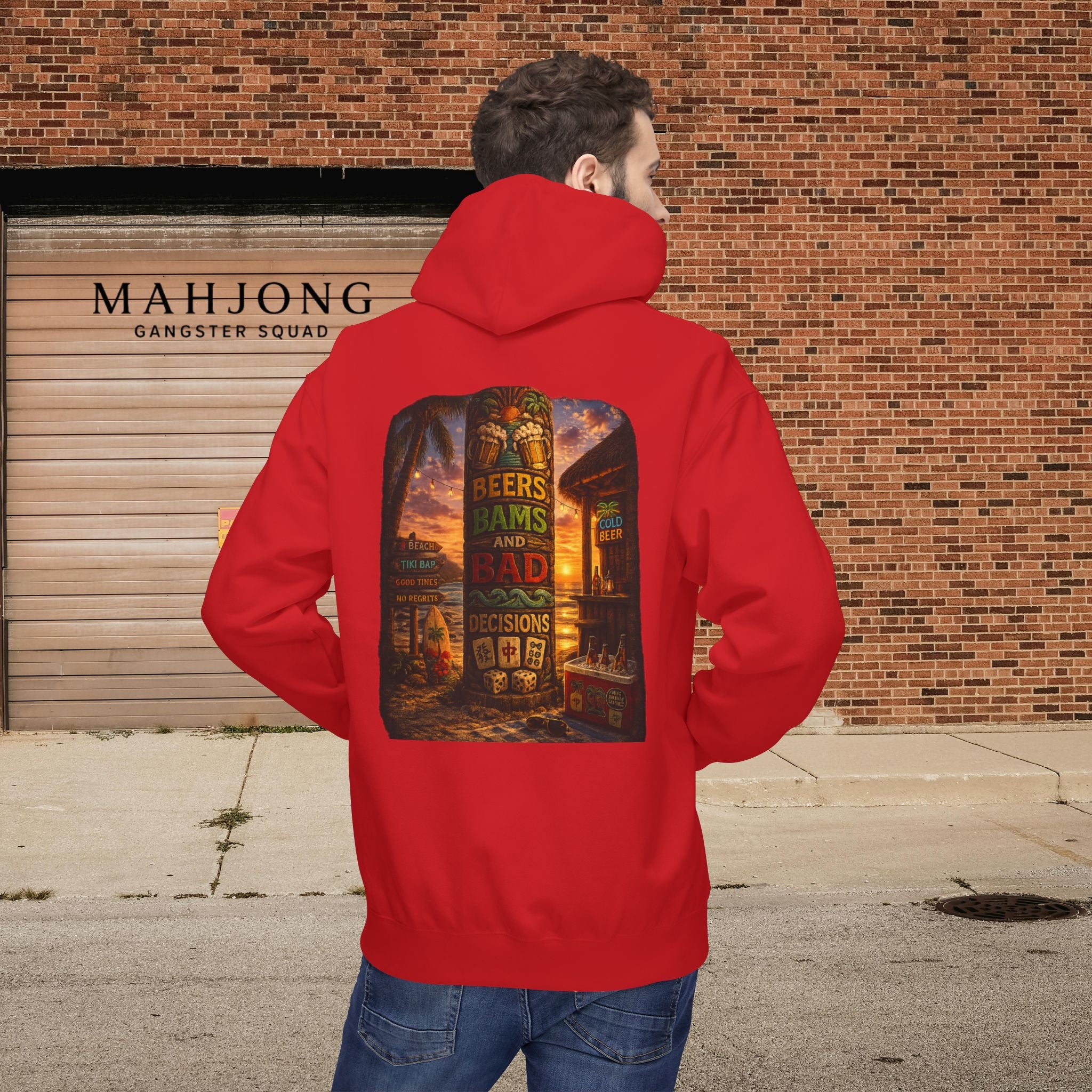Mahjong Gangster Squad Hoodie — “Bams, Beers & Bad Decisions”
