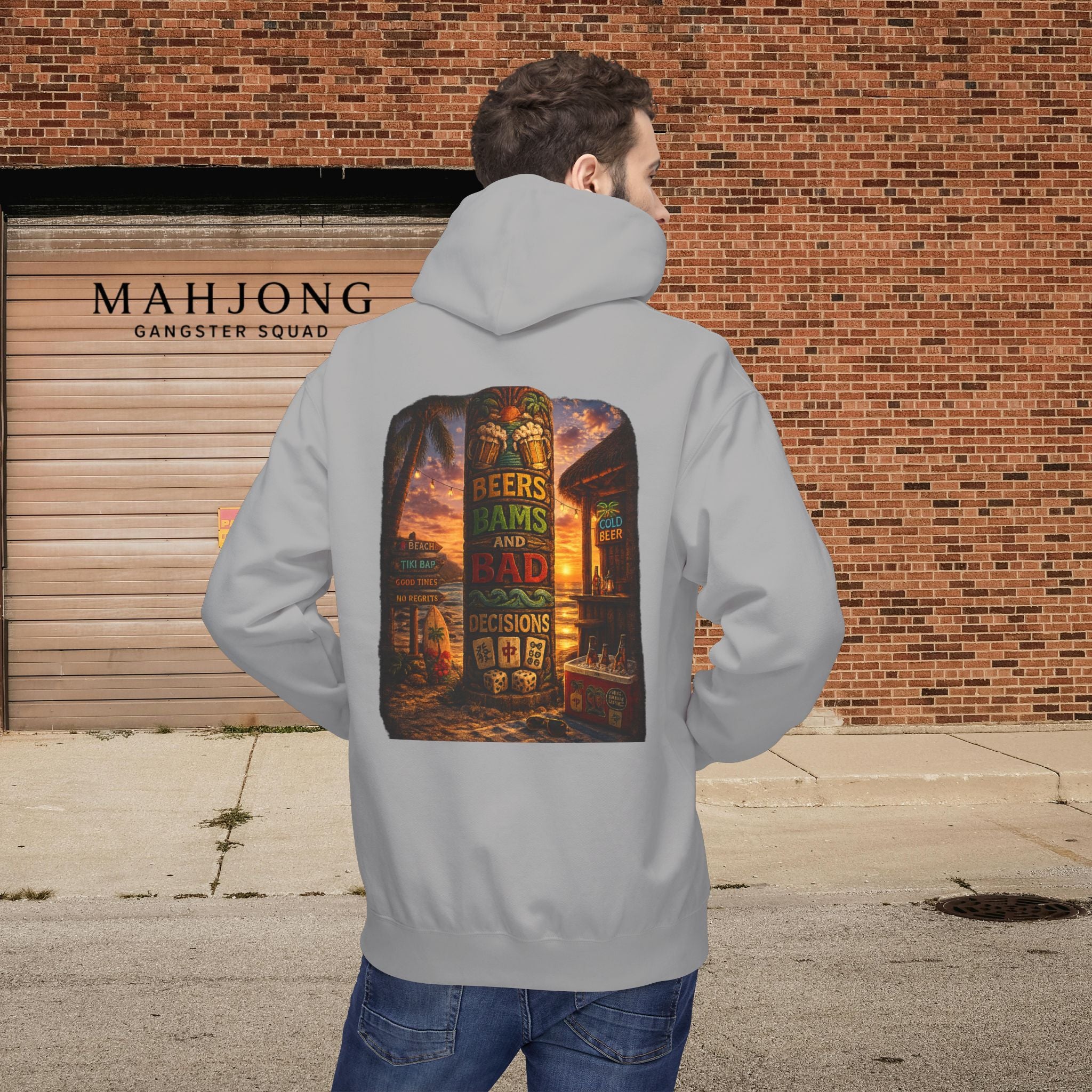 Mahjong Gangster Squad Hoodie — “Bams, Beers & Bad Decisions”