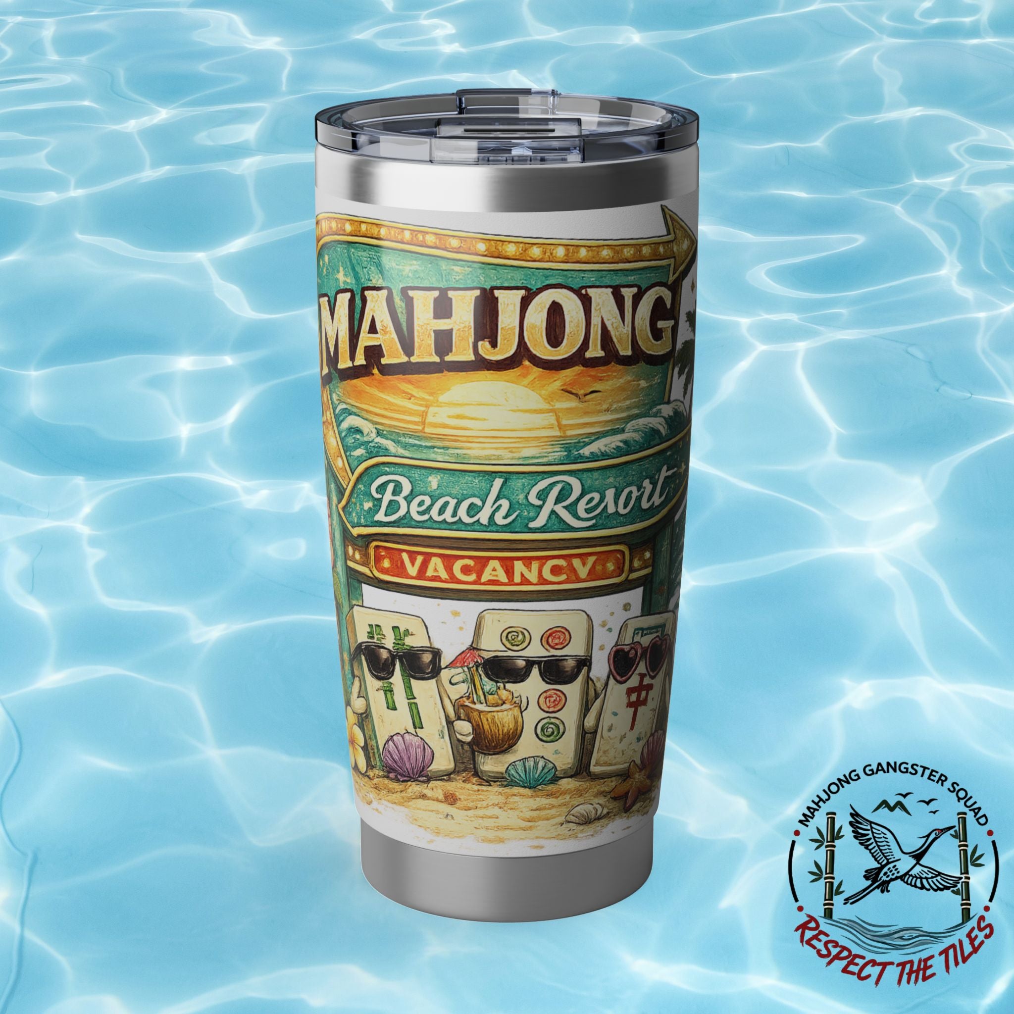 Mahjong Gangster Club — "Beach Resort Vibes" 20oz Tumbler