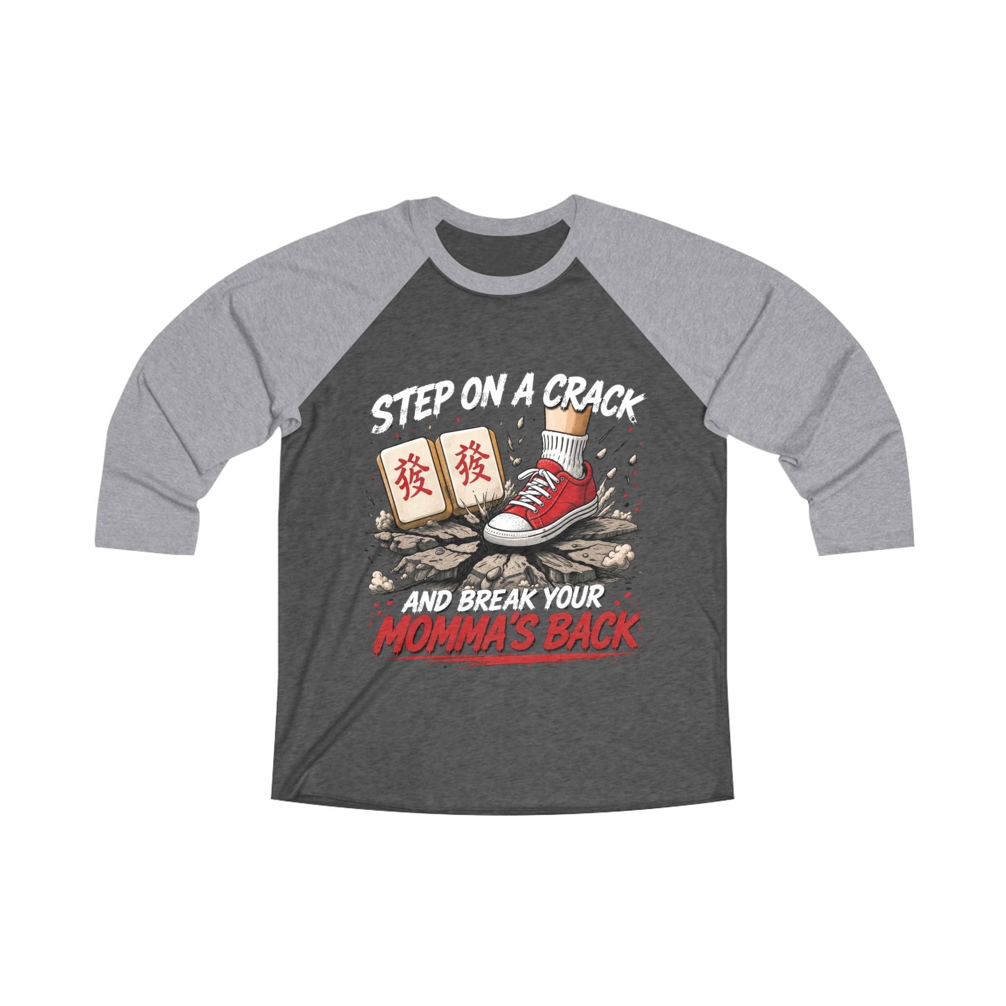 Mahjong Gangster Squad — "Step on a Crack" 3/4-Sleeve Baseball Shirt