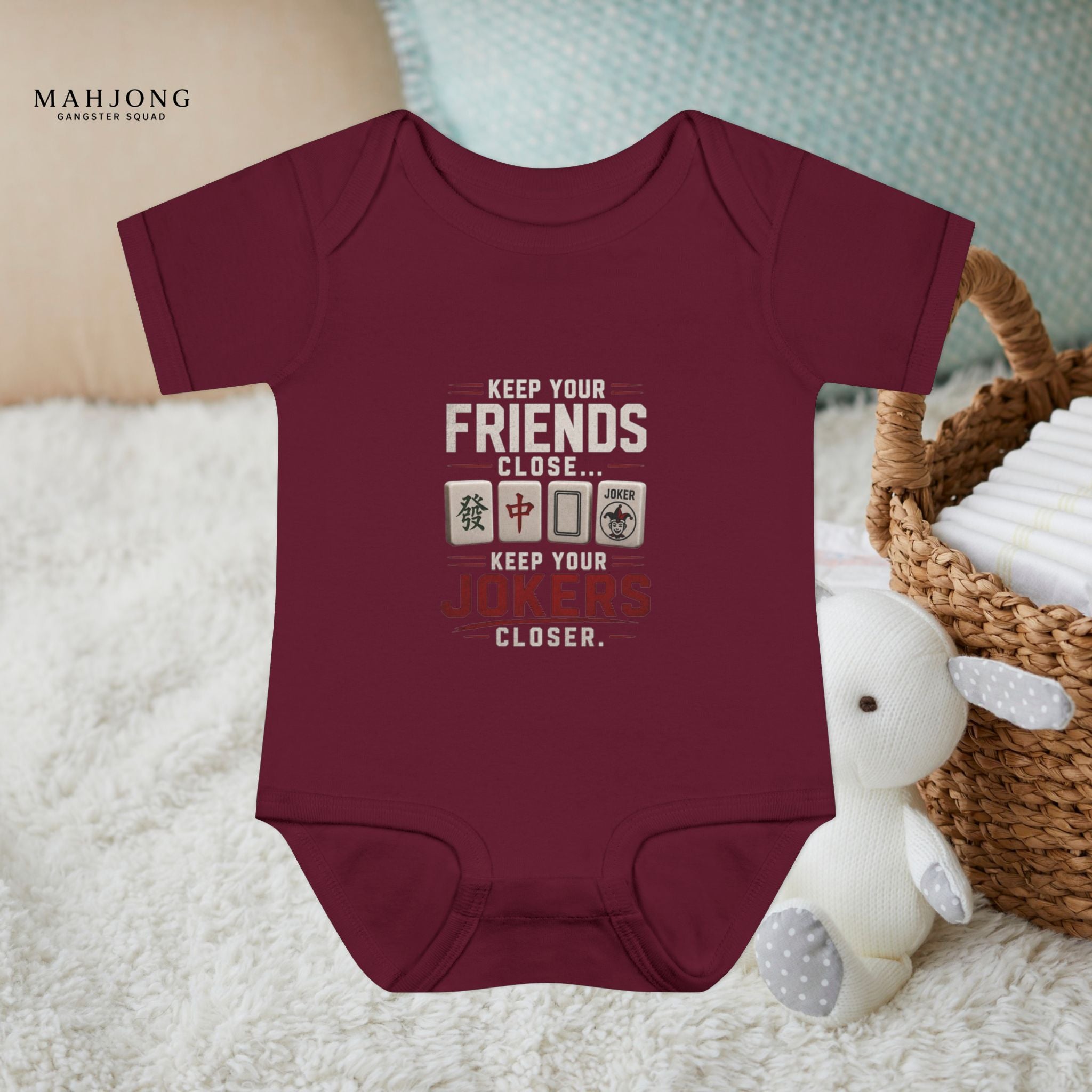 Mahjong Gangster Squad - "Friends/Jokers Closer" Baby Onesie