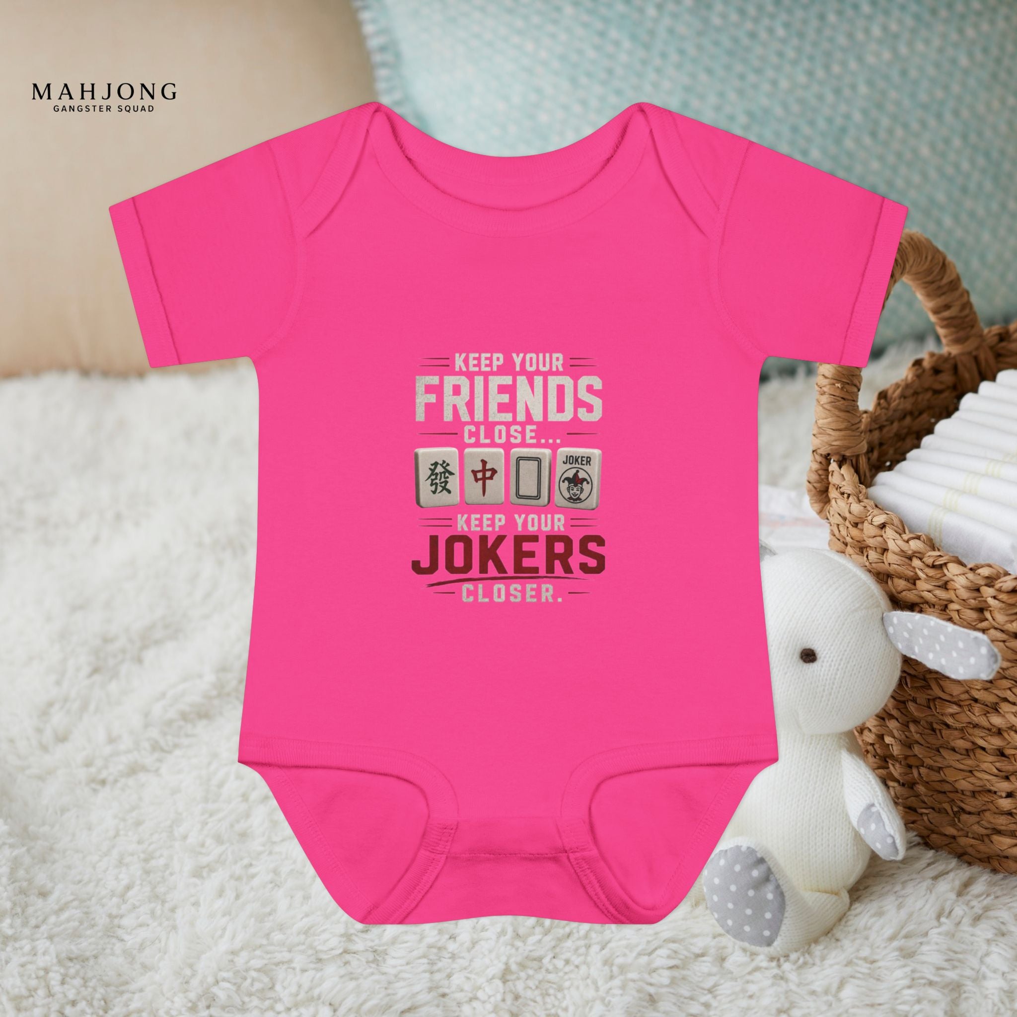 Mahjong Gangster Squad - "Friends/Jokers Closer" Baby Onesie