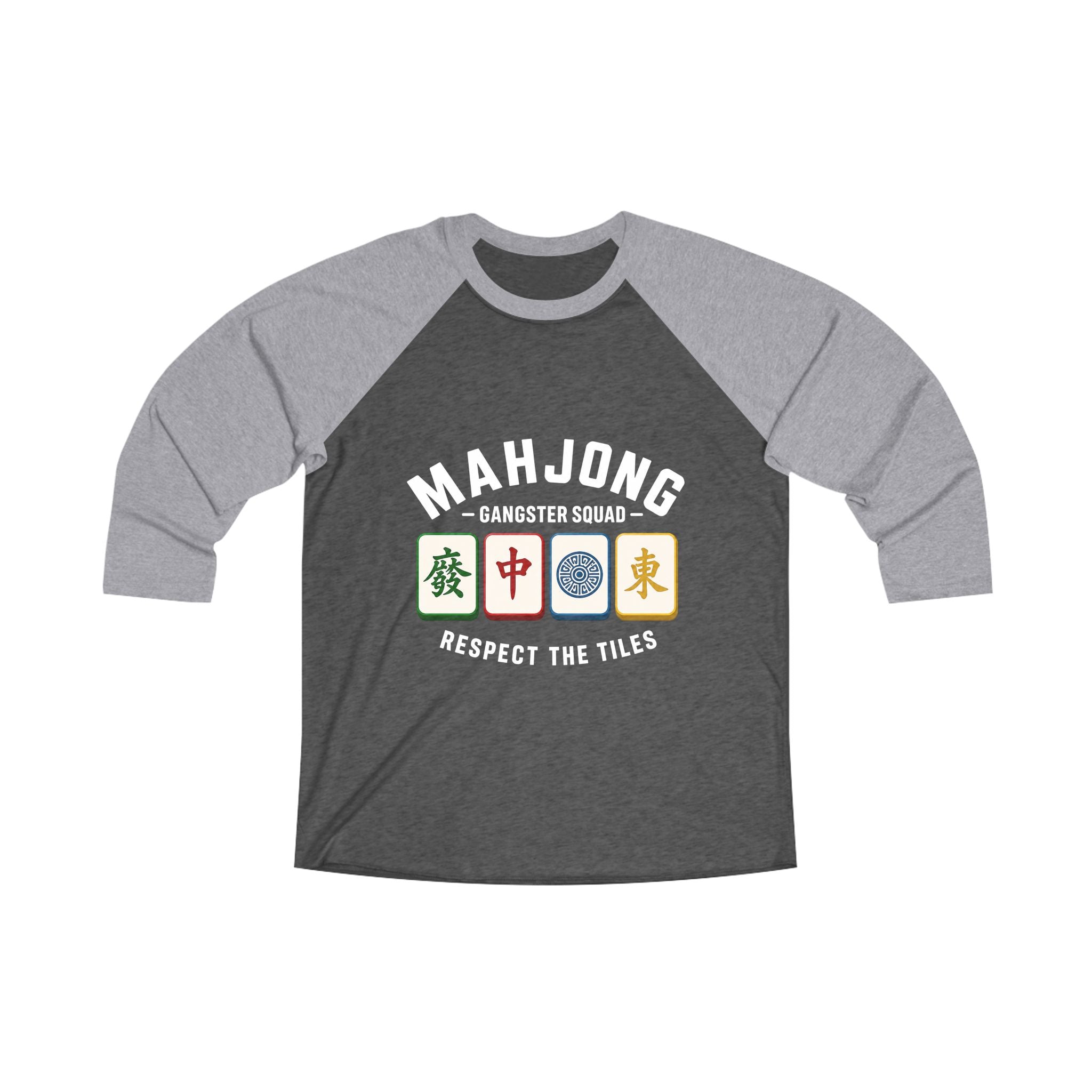 Mahjong Gangster Squad — "Respect the Tiles" 3/4-Sleeve Baseball Shirt