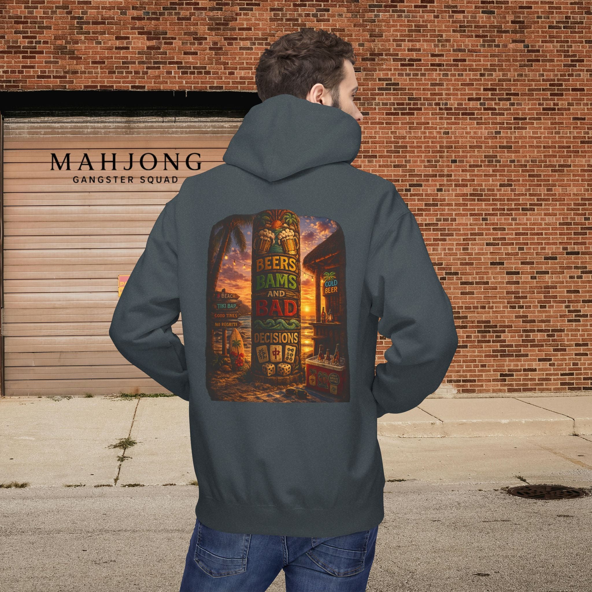 Mahjong Gangster Squad Hoodie — “Bams, Beers & Bad Decisions”