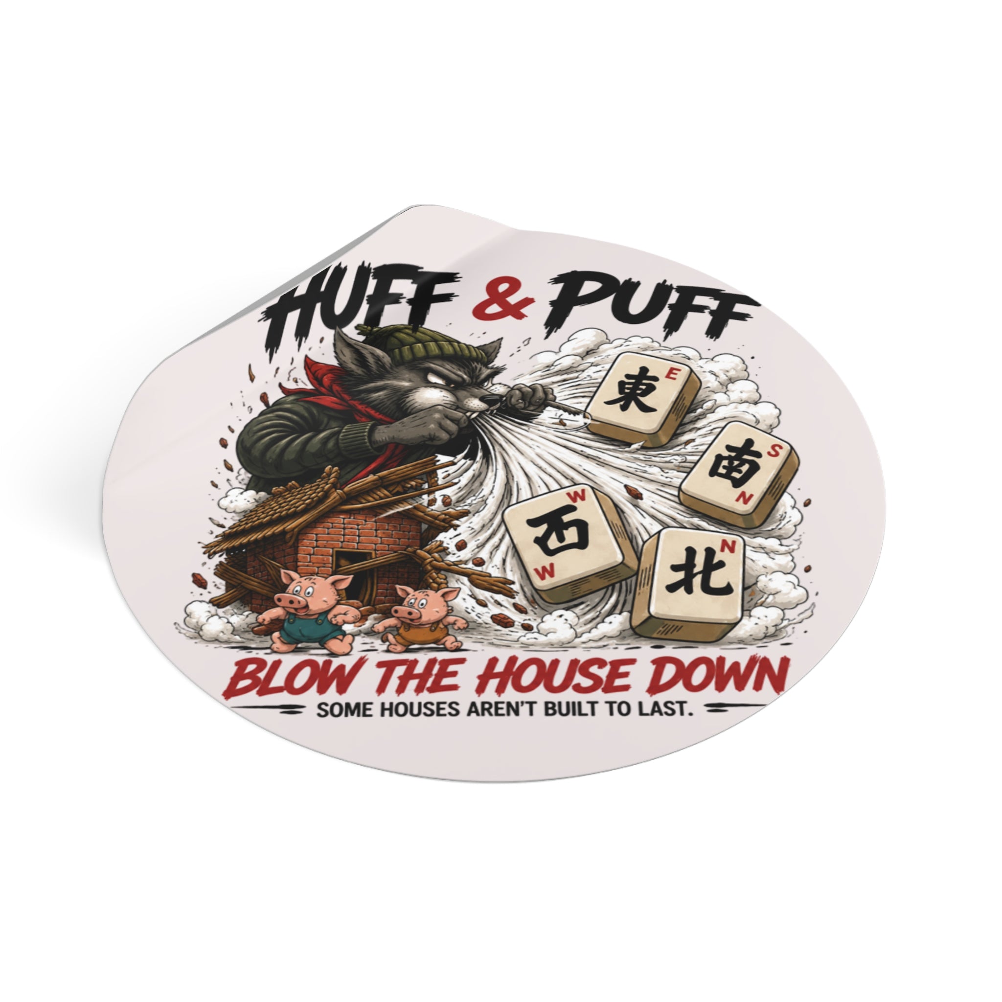 Mahjong Gangster Squad: "Blow the House Down” Round Vinyl Sticker
