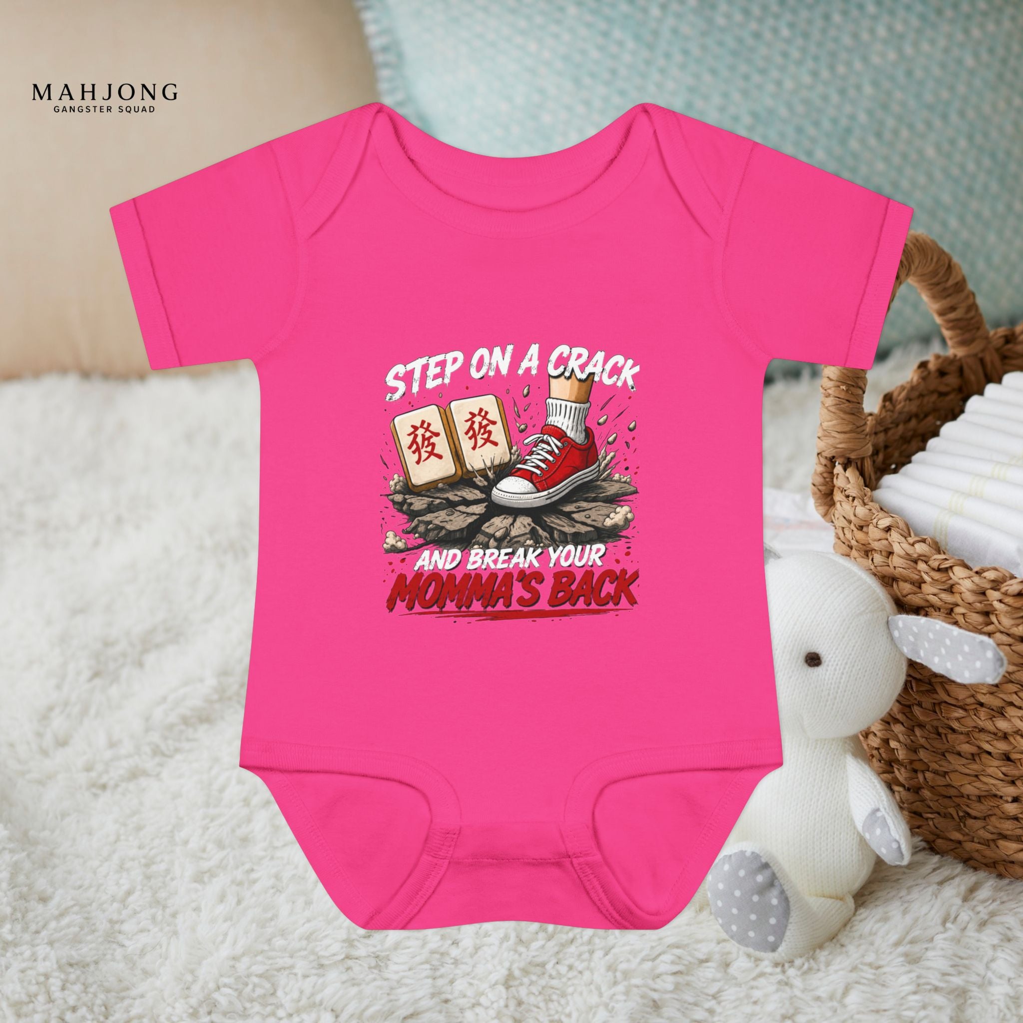 Mahjong Gangster Squad - "Step on a Crack" Baby Onesie