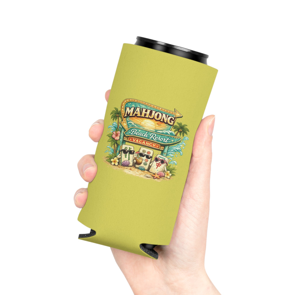 Mahjong Beach Resort Can Cooler — Respect the Tiles Cooler Sleeve