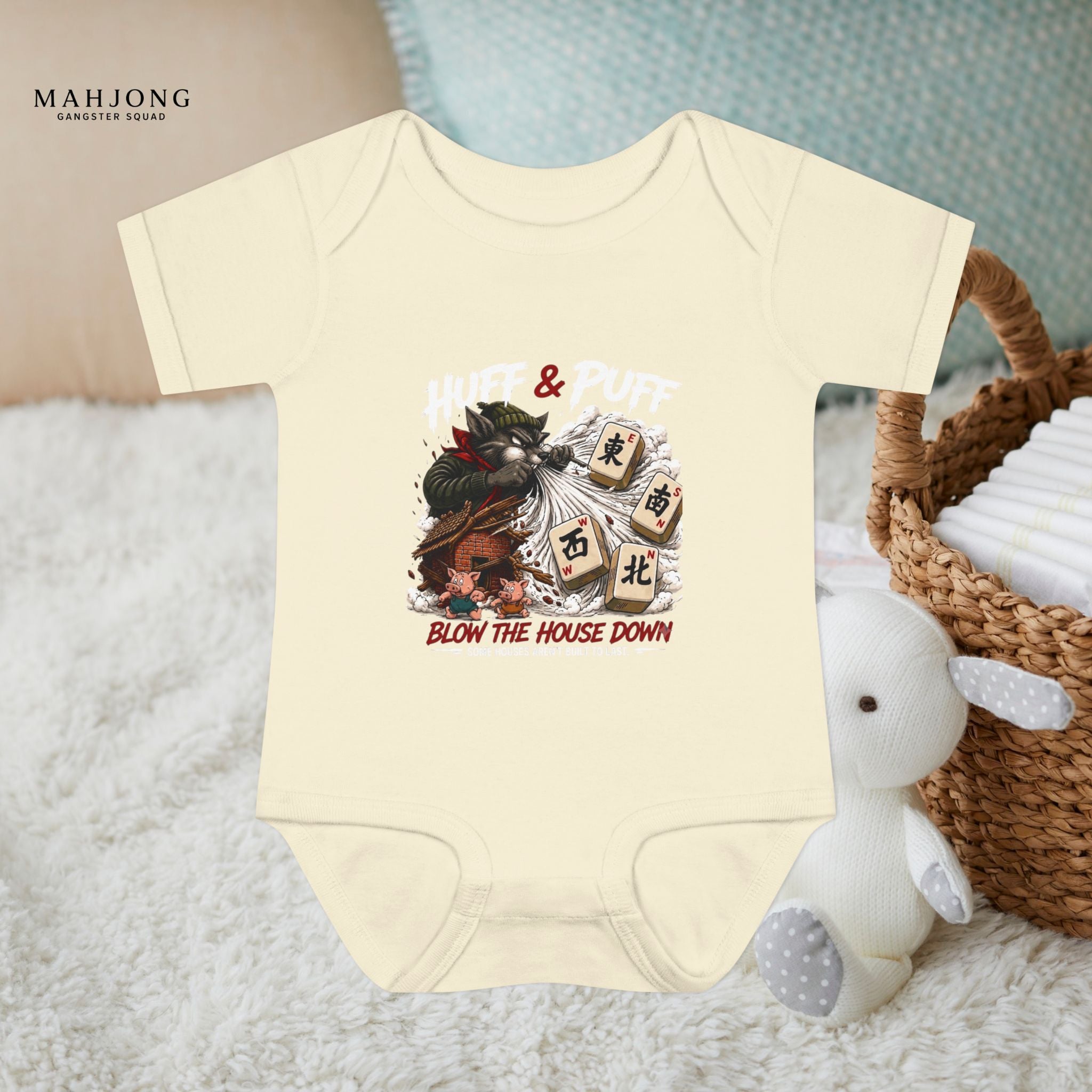 Mahjong Gangster Squad - 'Blow the House Down' Baby Onesie