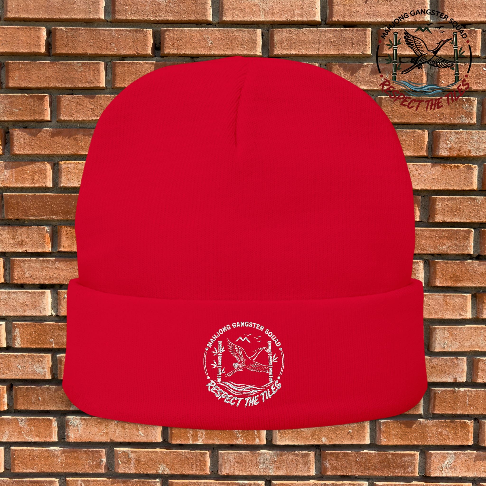 Mahjong Gangster Squad — "Respect the Tiles: Crane" Embroidered Beanie