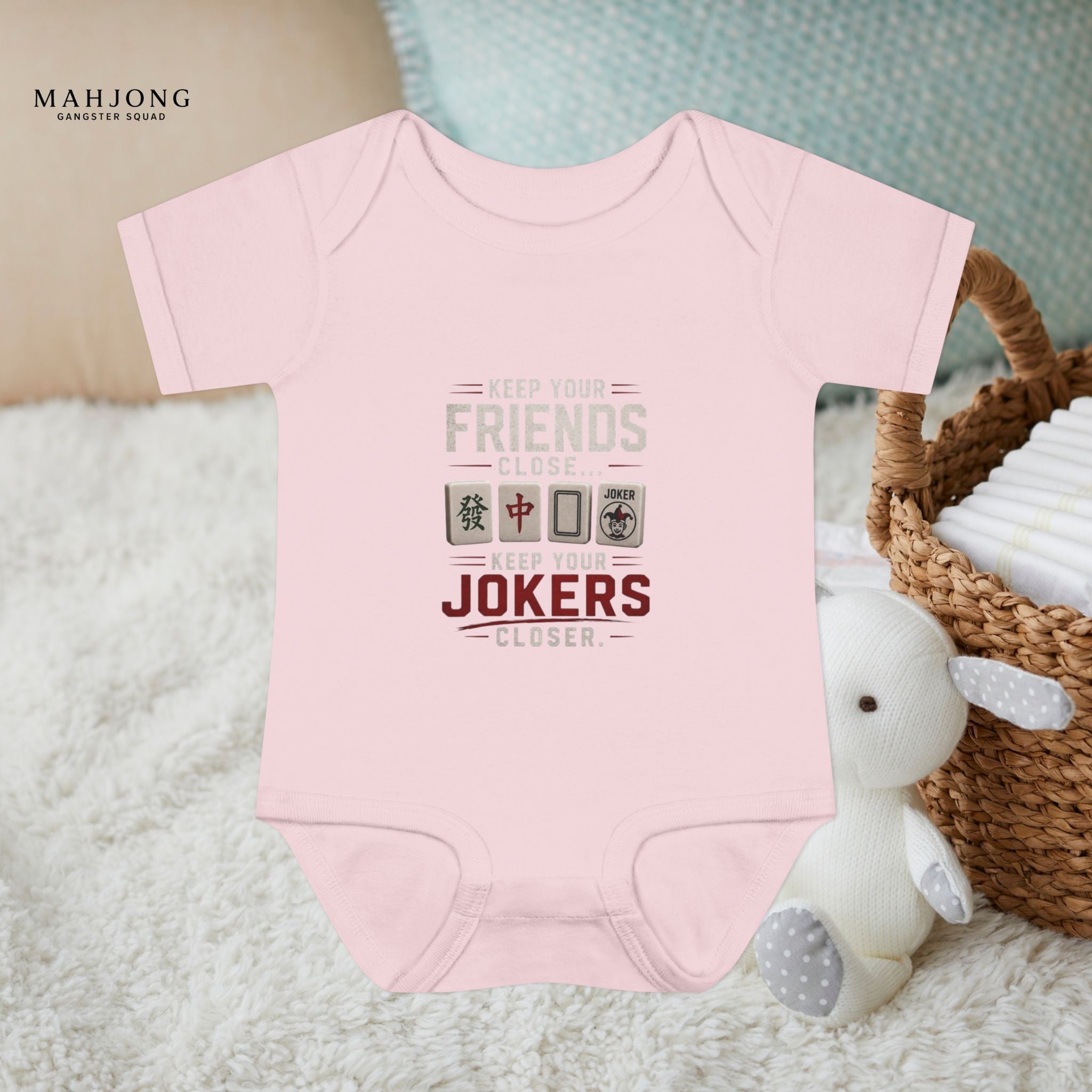 Mahjong Gangster Squad - "Friends/Jokers Closer" Baby Onesie
