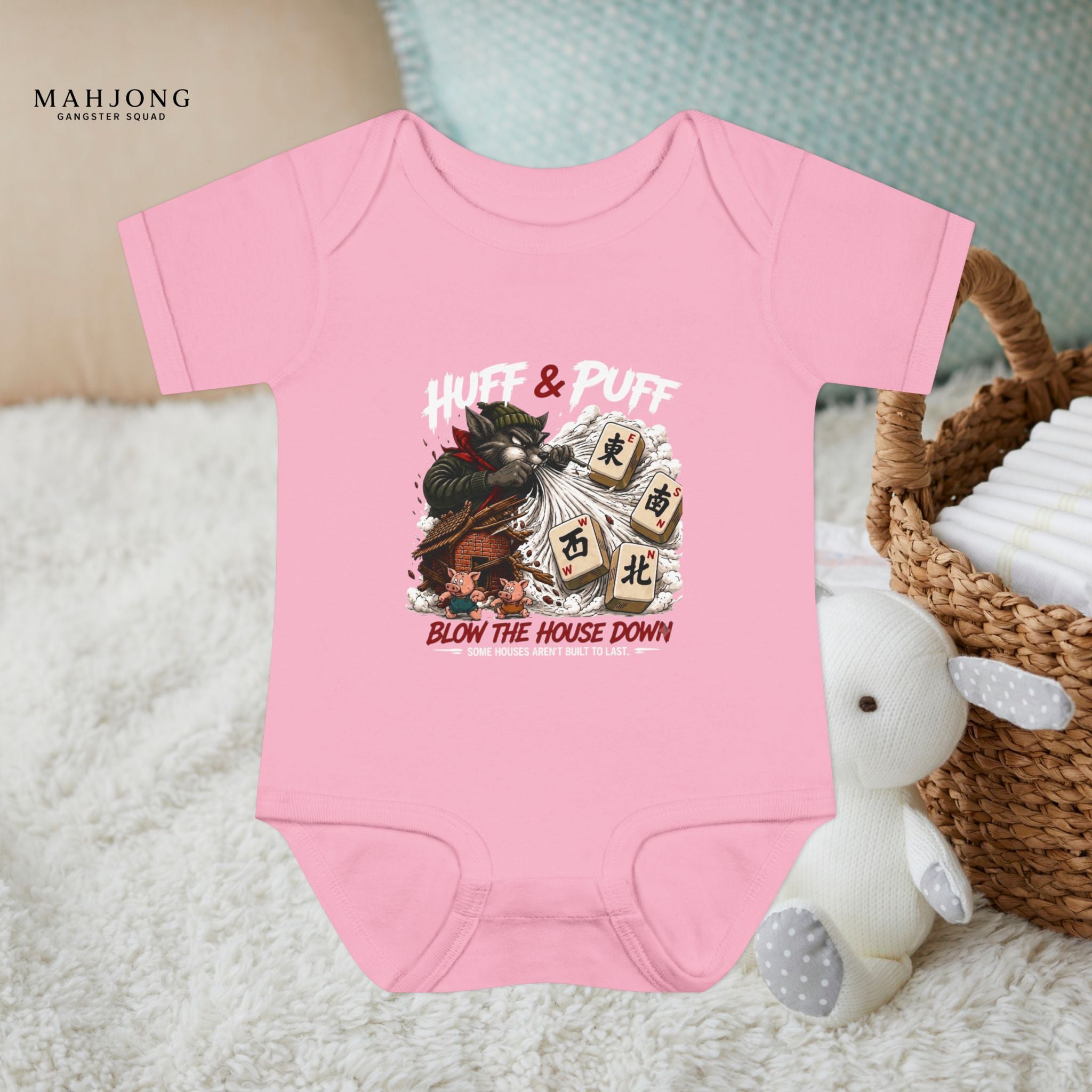 Mahjong Gangster Squad - 'Blow the House Down' Baby Onesie