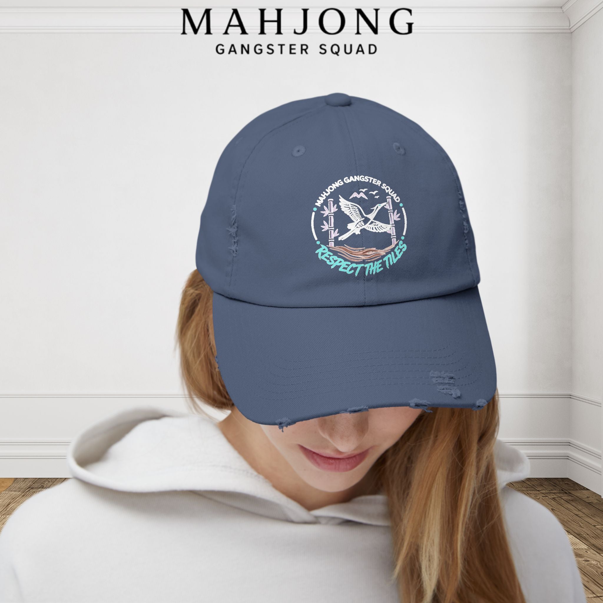 Mahjong 'Respect the Tiles' Distressed Cap — Edgy Player Hat