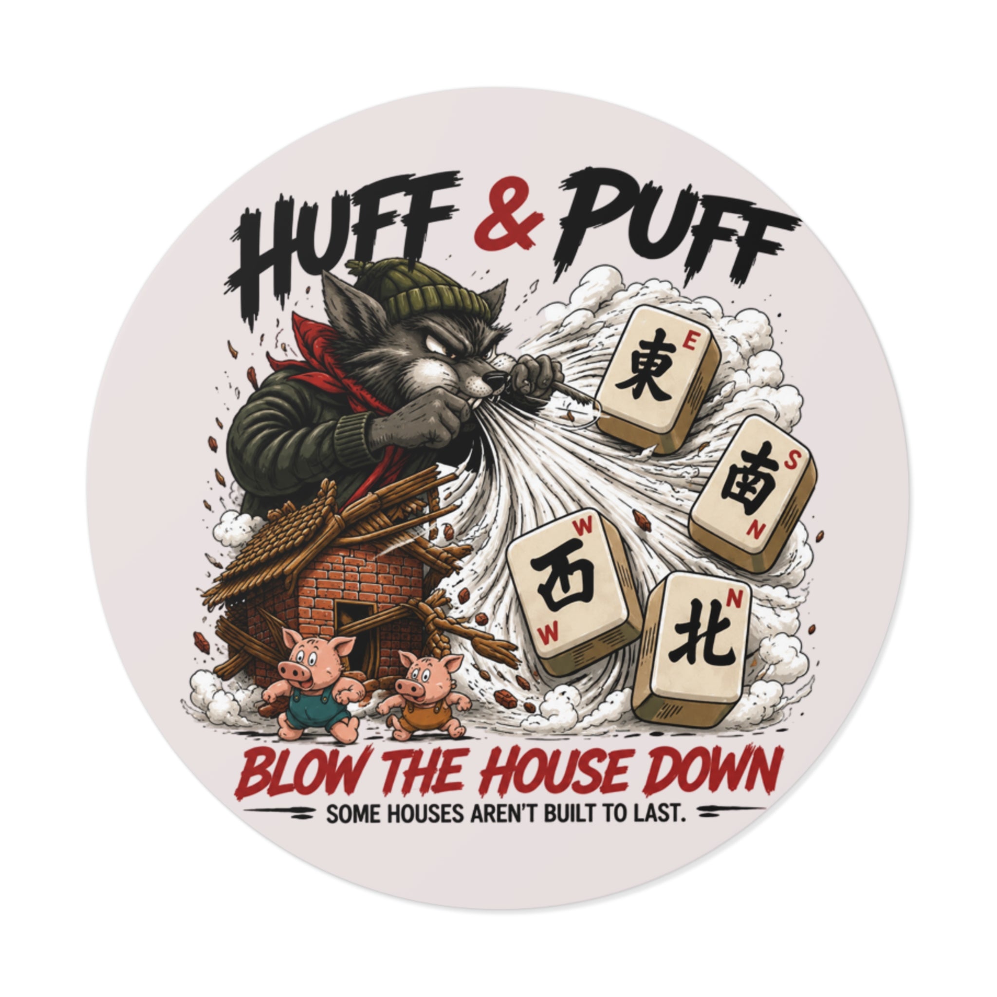 Mahjong Gangster Squad: "Blow the House Down” Round Vinyl Sticker