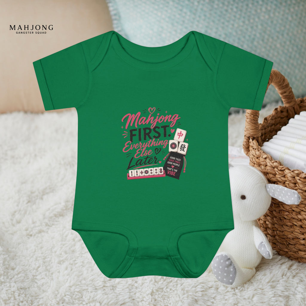 Mahjong Gangster Squad - 'Mahjong First' Baby Onesie