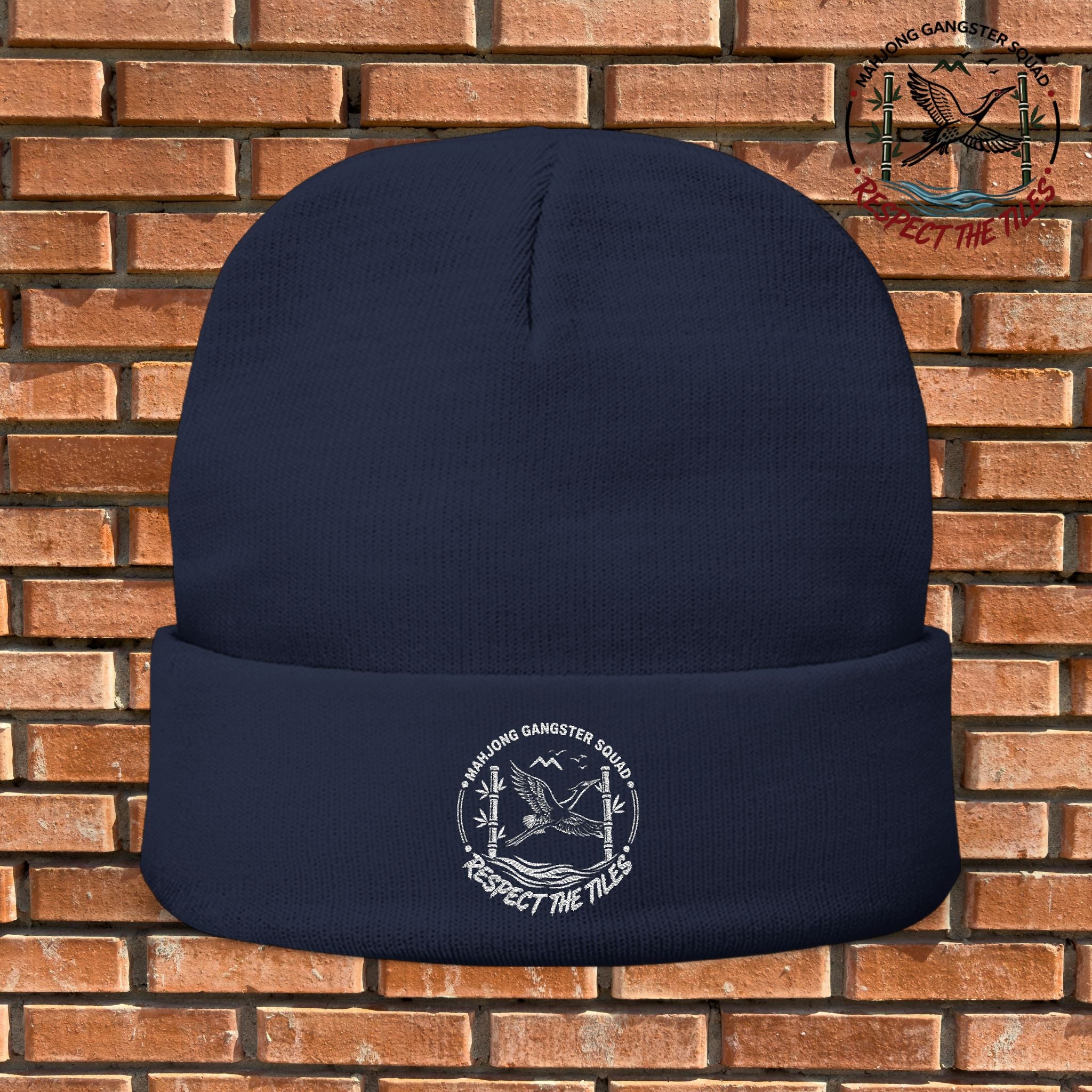 Mahjong Gangster Squad — "Respect the Tiles: Crane" Embroidered Beanie