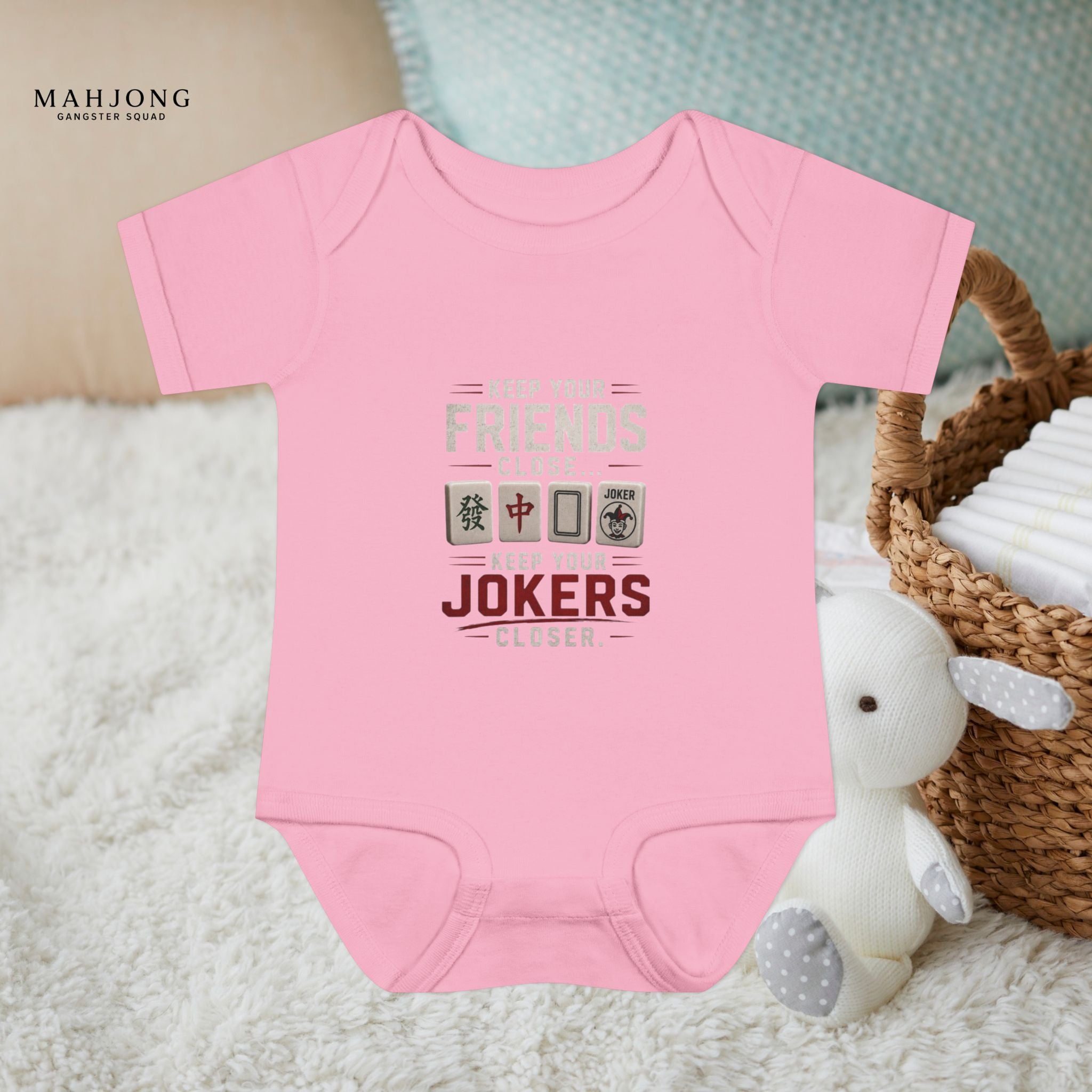 Mahjong Gangster Squad - "Friends/Jokers Closer" Baby Onesie