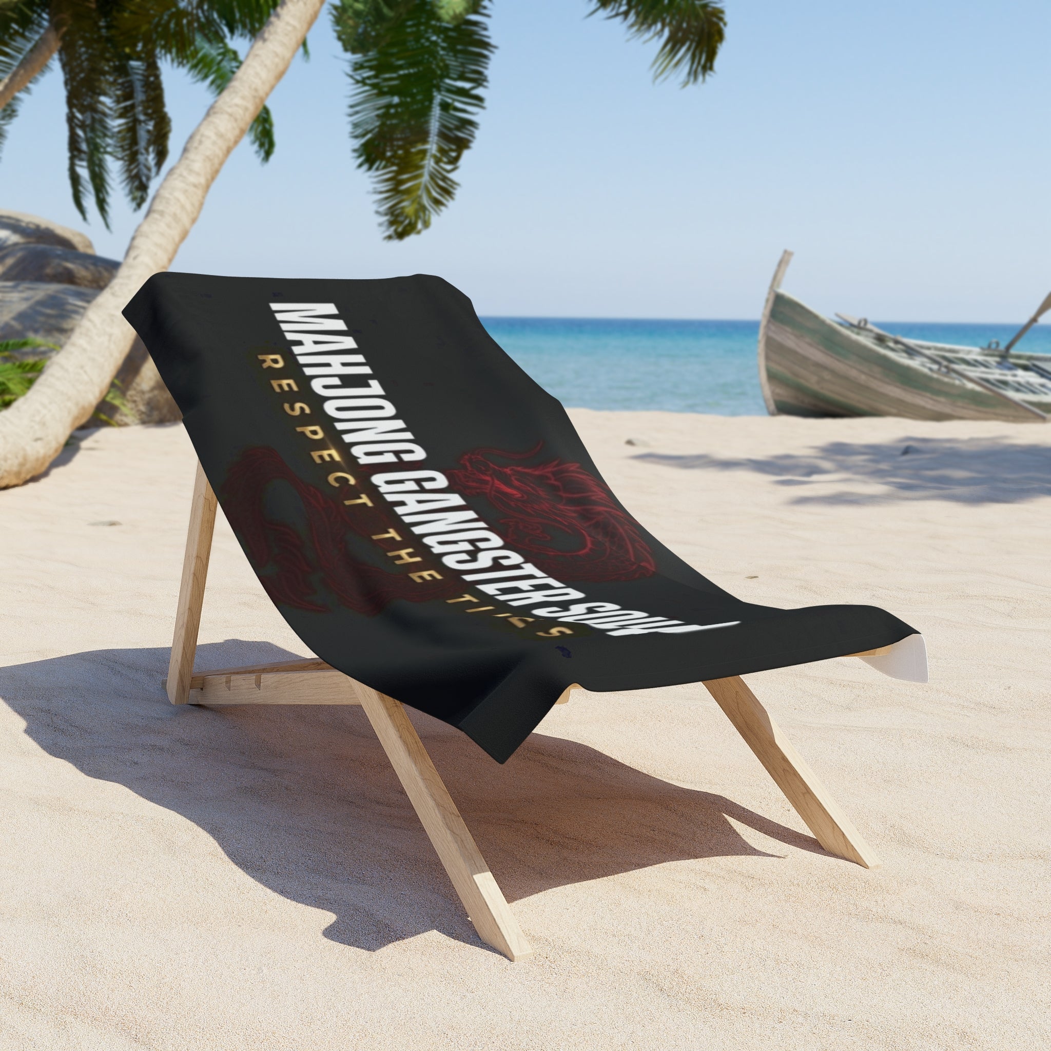 Mahjong Gangster Squad — "Dragon: Respect the Tiles"  Beach Towel
