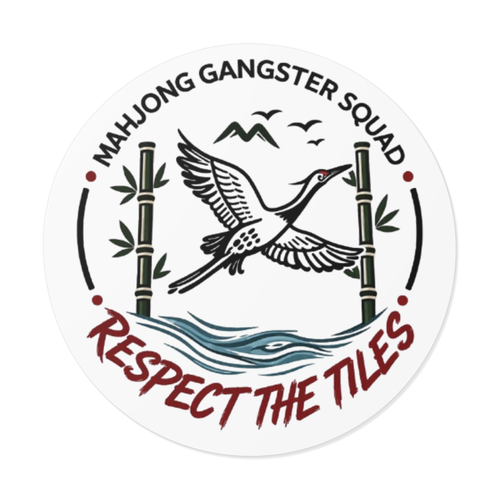 Mahjong Gangster Squad "Respect the Tiles” Round Vinyl Sticker