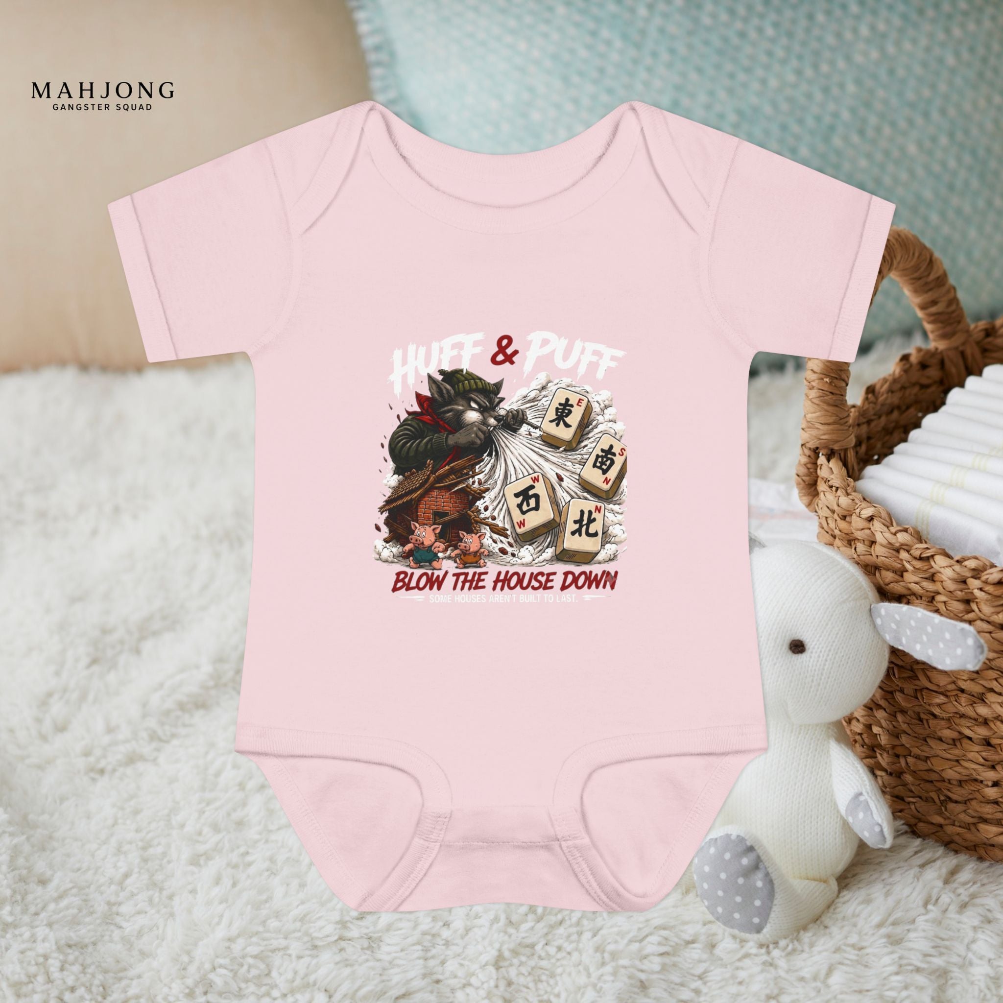 Mahjong Gangster Squad - 'Blow the House Down' Baby Onesie