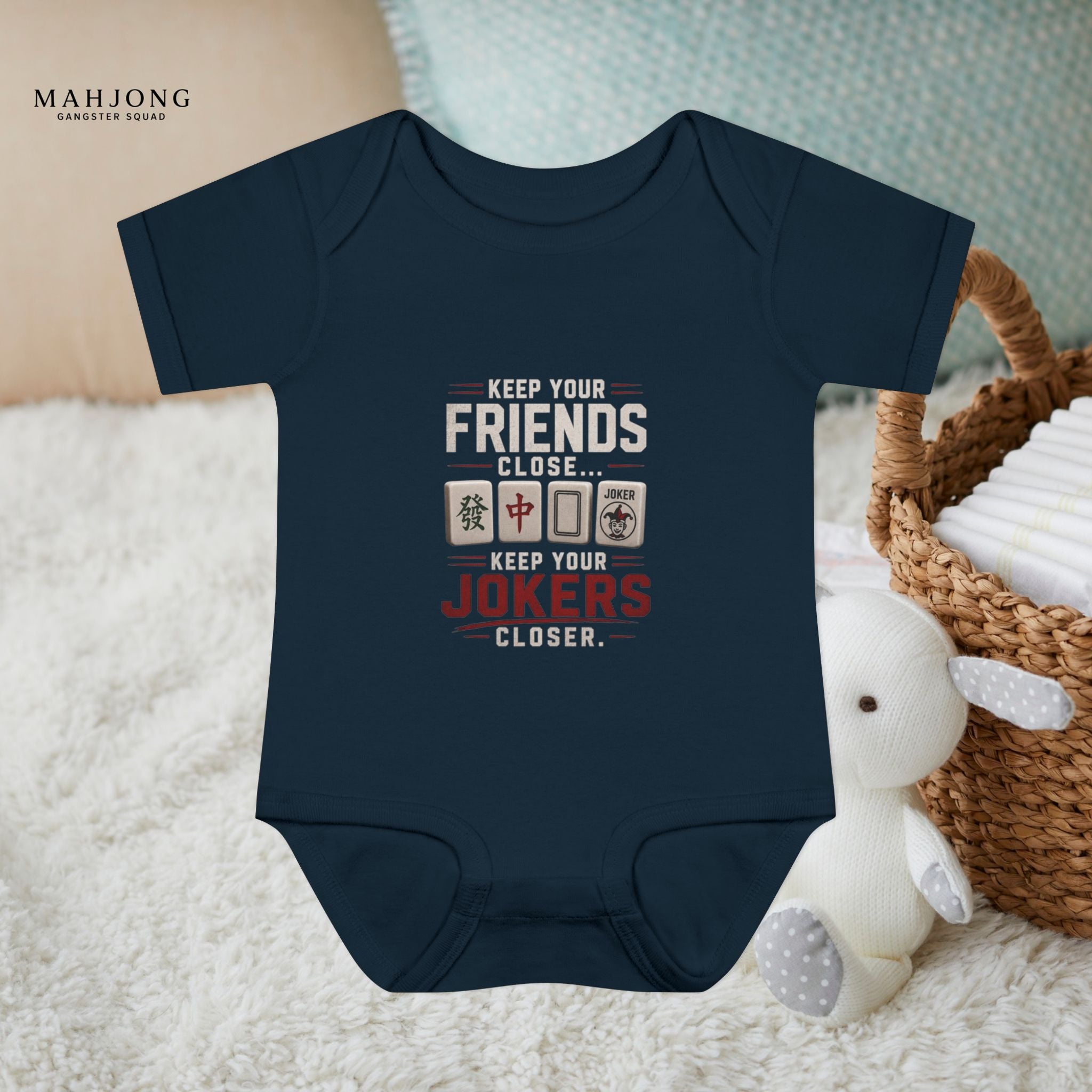 Mahjong Gangster Squad - "Friends/Jokers Closer" Baby Onesie