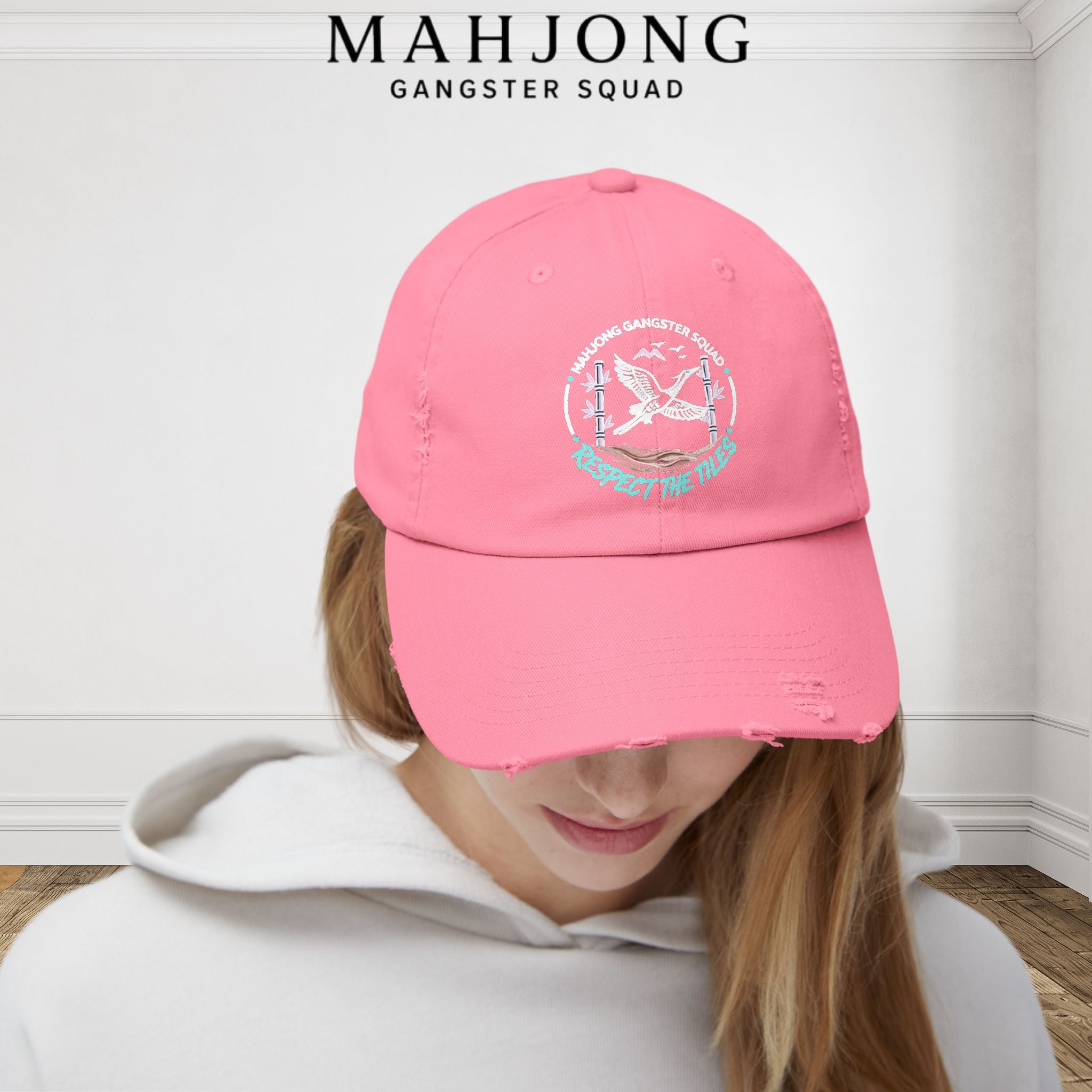 Mahjong 'Respect the Tiles' Distressed Cap — Edgy Player Hat