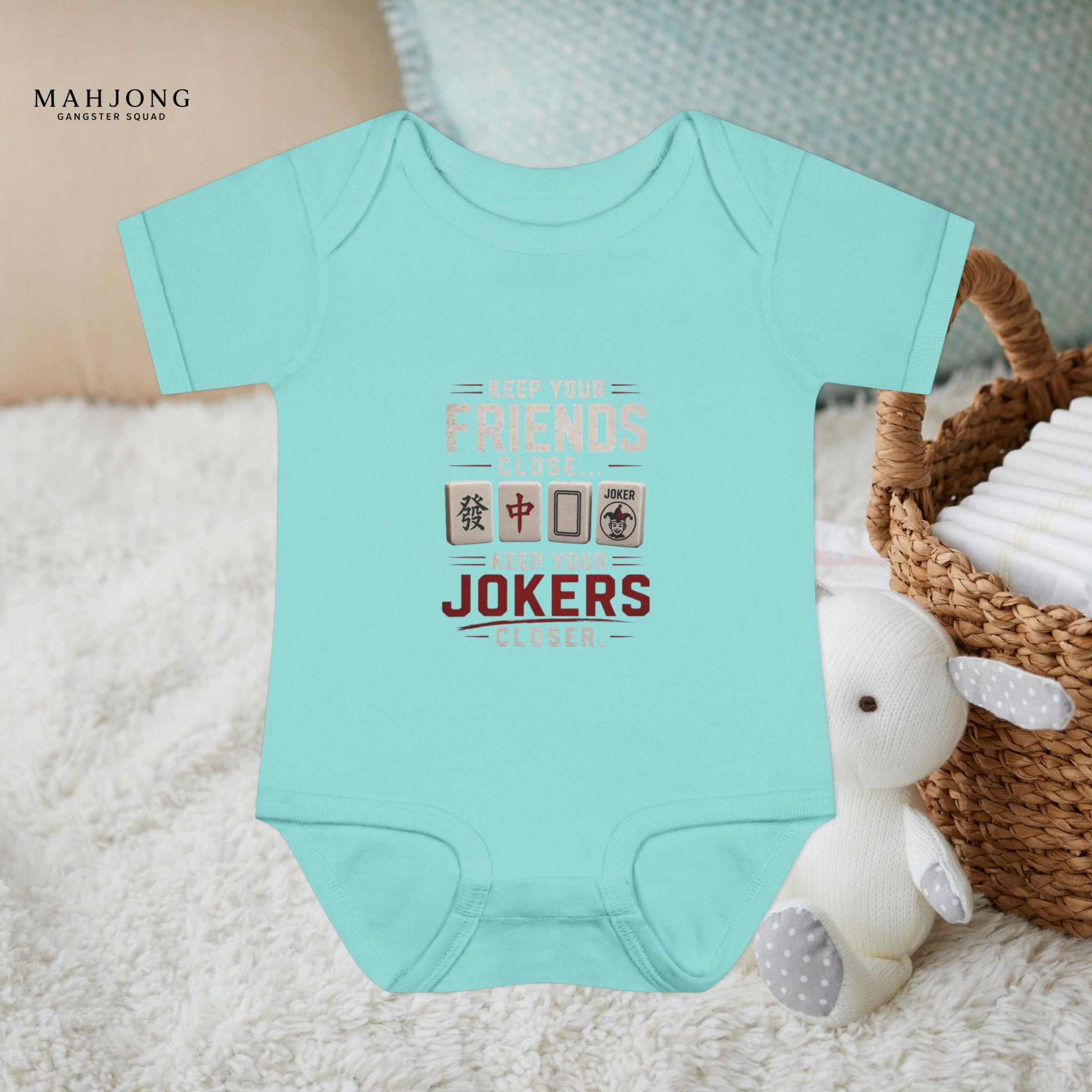 Mahjong Gangster Squad - "Friends/Jokers Closer" Baby Onesie