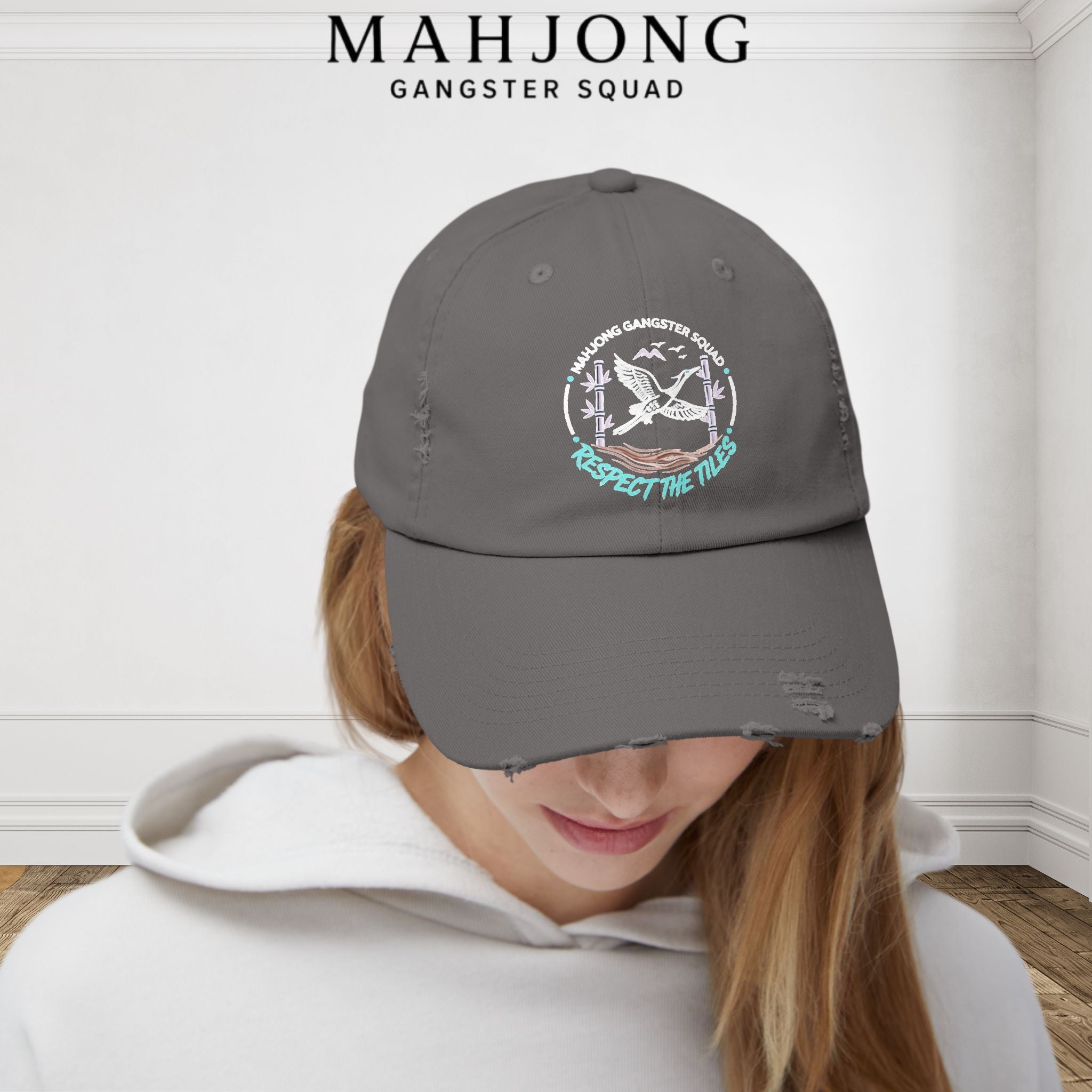 Mahjong 'Respect the Tiles' Distressed Cap — Edgy Player Hat