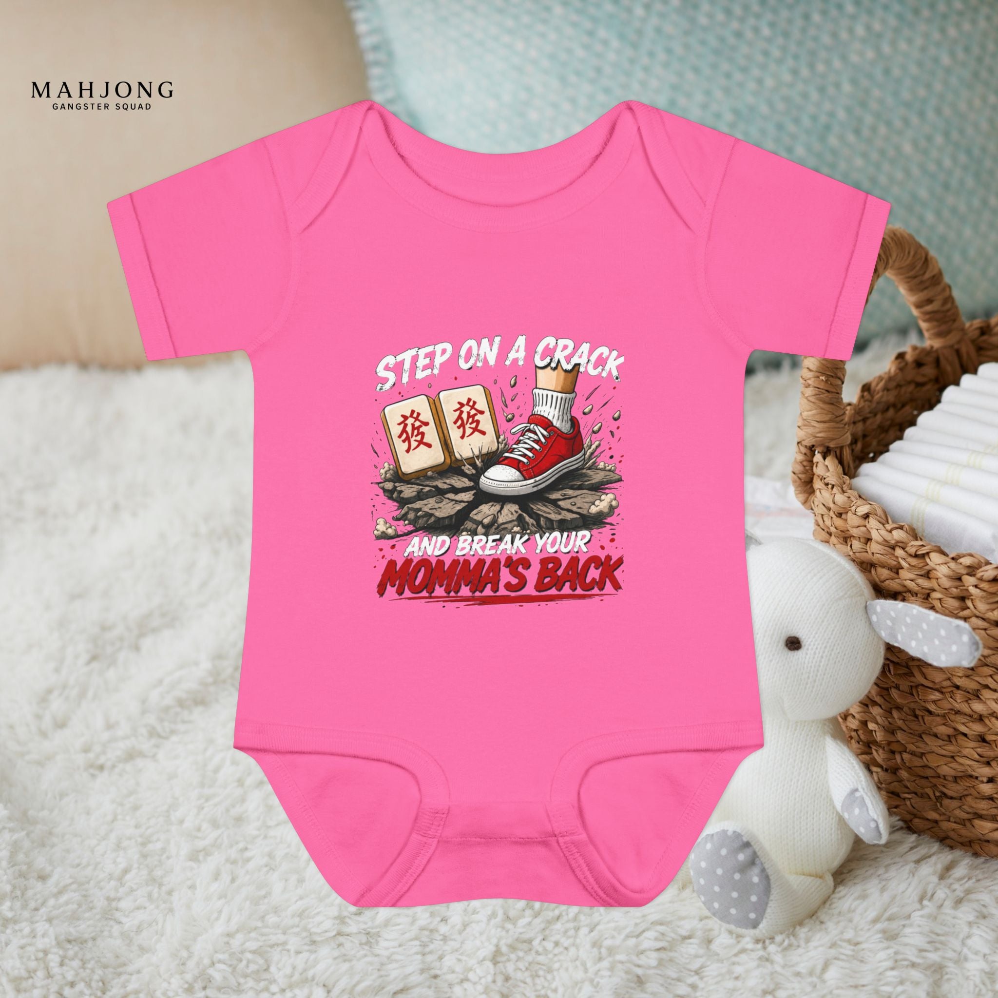 Mahjong Gangster Squad - "Step on a Crack" Baby Onesie
