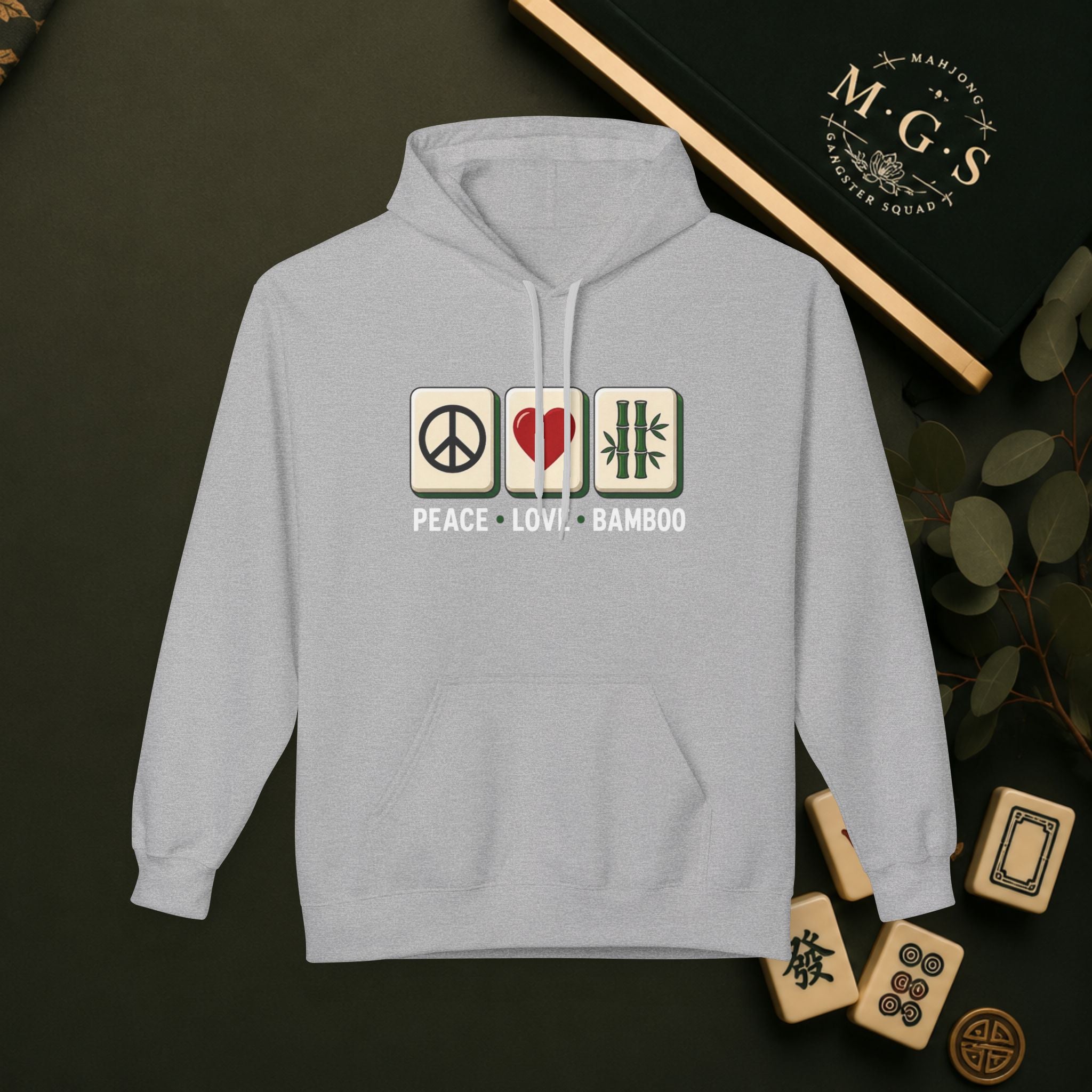 Mahjong Gangster Squad Hoodie — "Peace, Love, Bam"