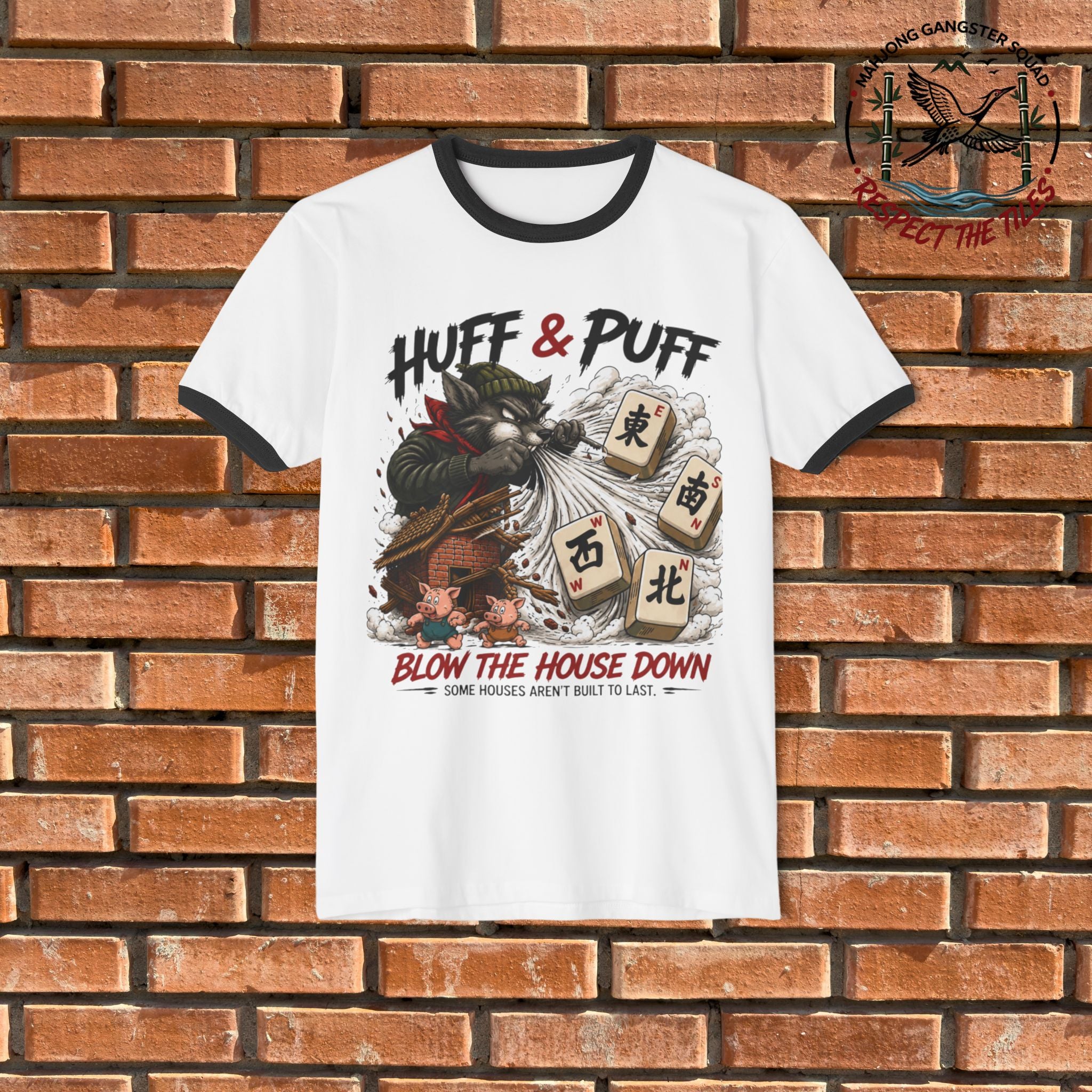 Mahjong Gangster Squad - "Blow The House Down" Graphic Ring Tee