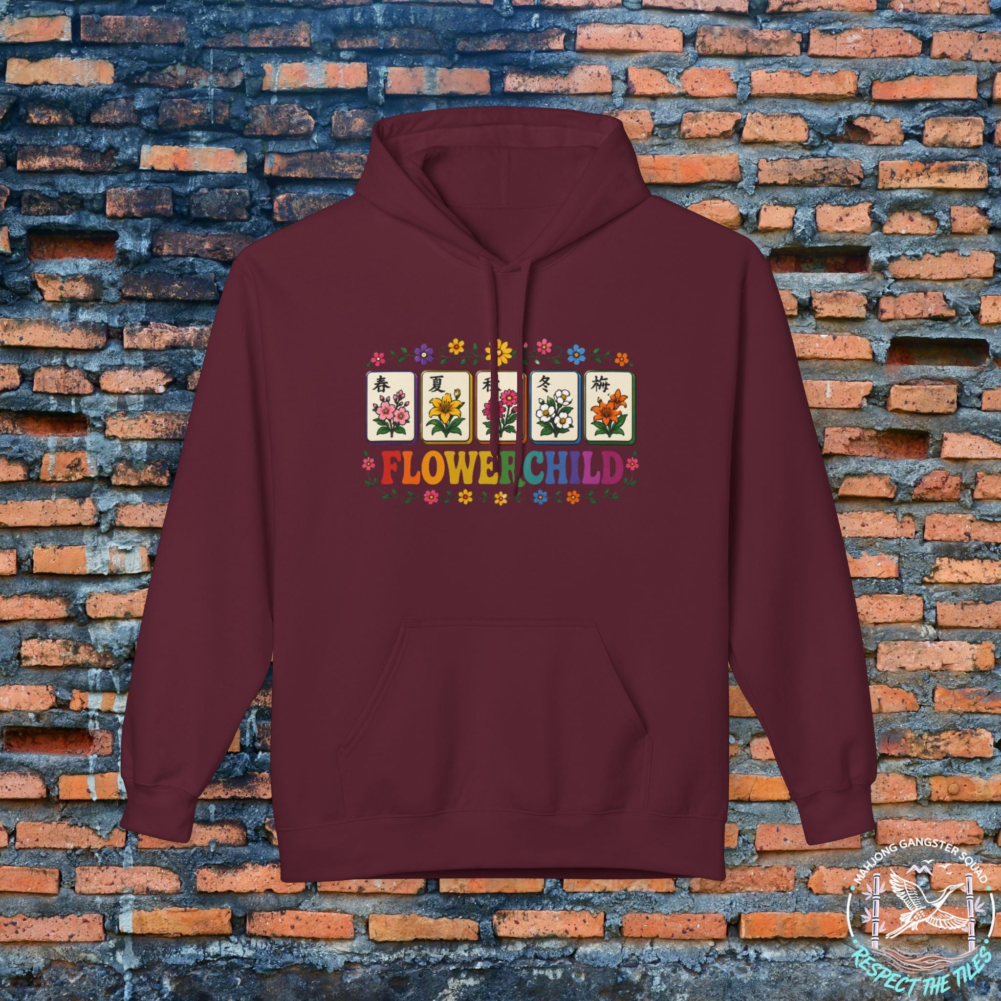 Mahjong Gangster Squad Hoodie — Vintage "Flower Child"