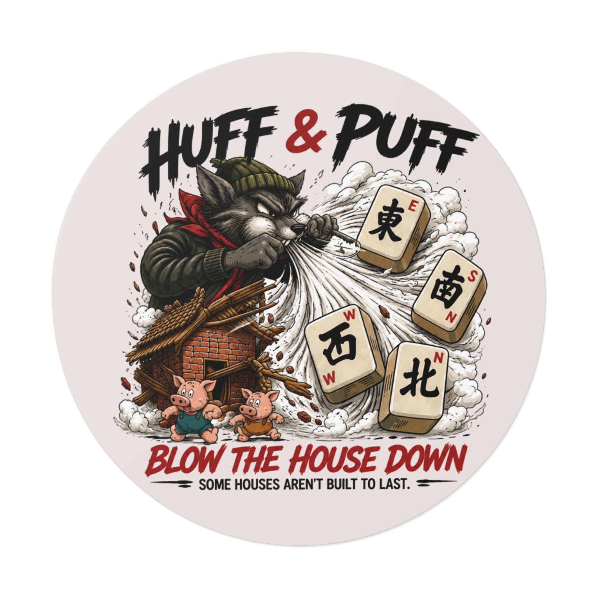Mahjong Gangster Squad: "Blow the House Down” Round Vinyl Sticker