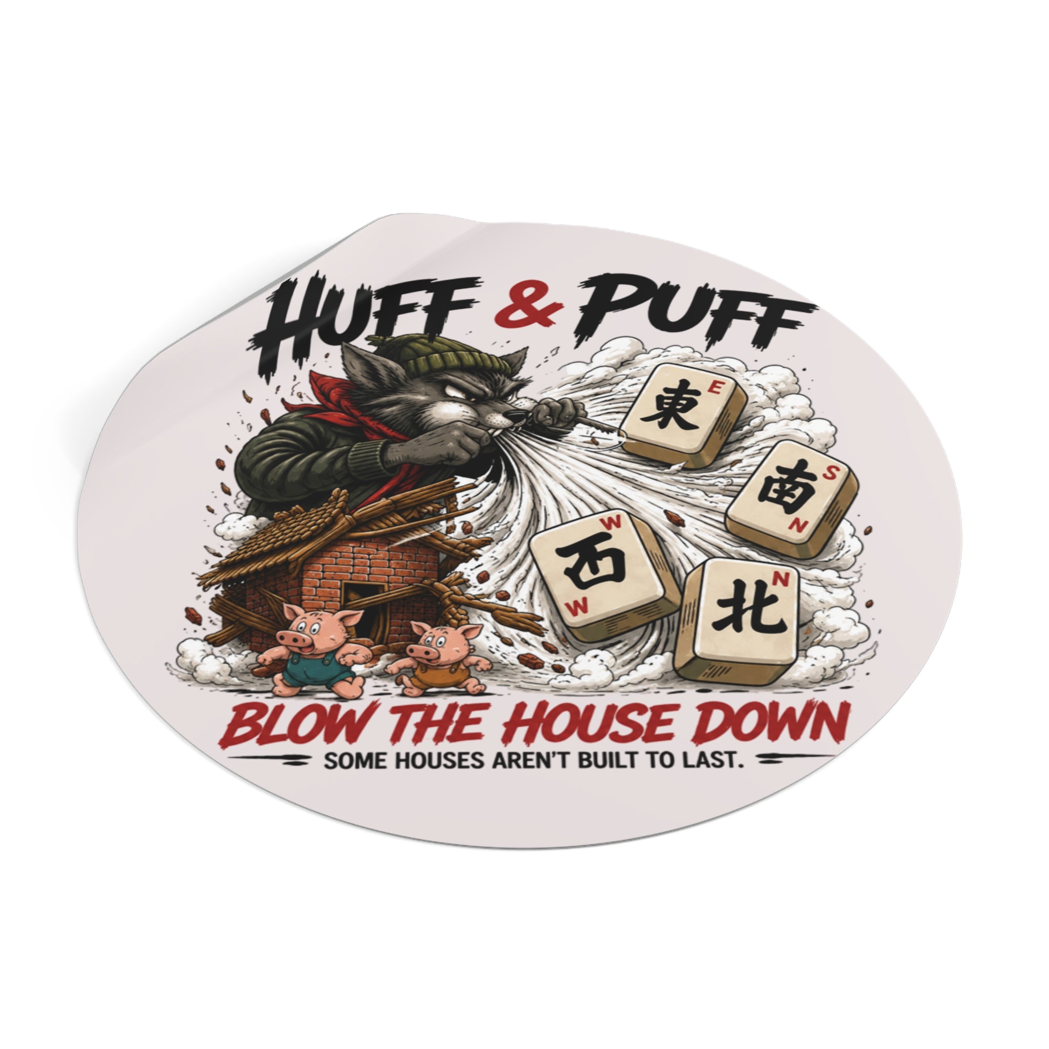 Mahjong Gangster Squad: "Blow the House Down” Round Vinyl Sticker