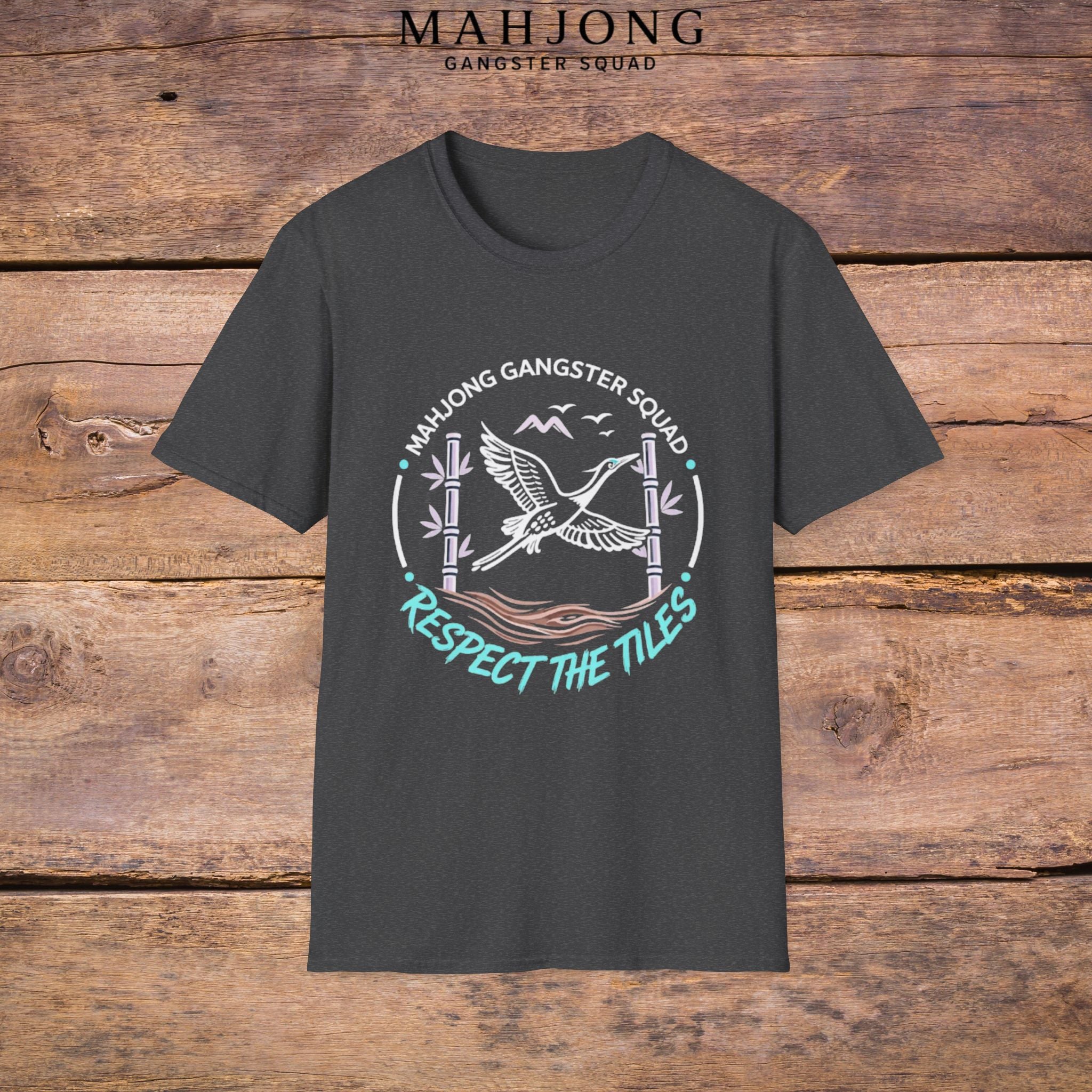Mahjong Gangster Squad T-Shirt — "Respect the Tiles: Crane" Casual Tee